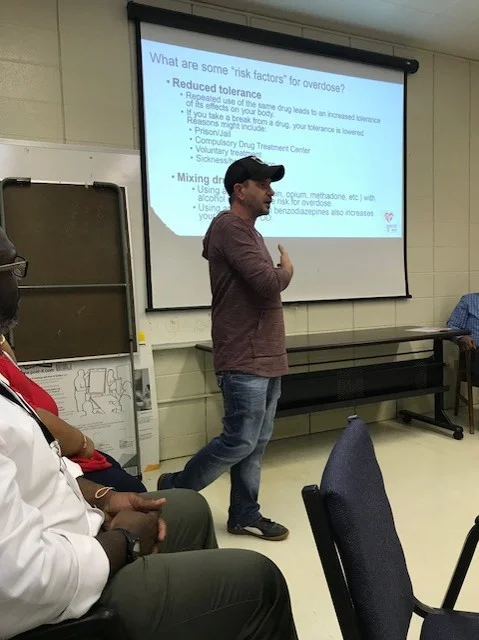 " This is a life and death situation in Missouri. People are dying every day from Fentanyl overdoses. I want to engage them, I want them to come in, listen, and walk away with some knowledge that might save their life one day, if they want treatment, when they're ready. And with the naloxone we give them, and now knowing how to administer it, they are walking away knowing how to save a life. Even if they never want to go to treatment, that's their choice. But they are walking away from here today knowing how to save lives." Chad Sabora, facilitator of OTES classes on Basics of Risk Reduction and Collateral Consequences of Drug Use and Selling