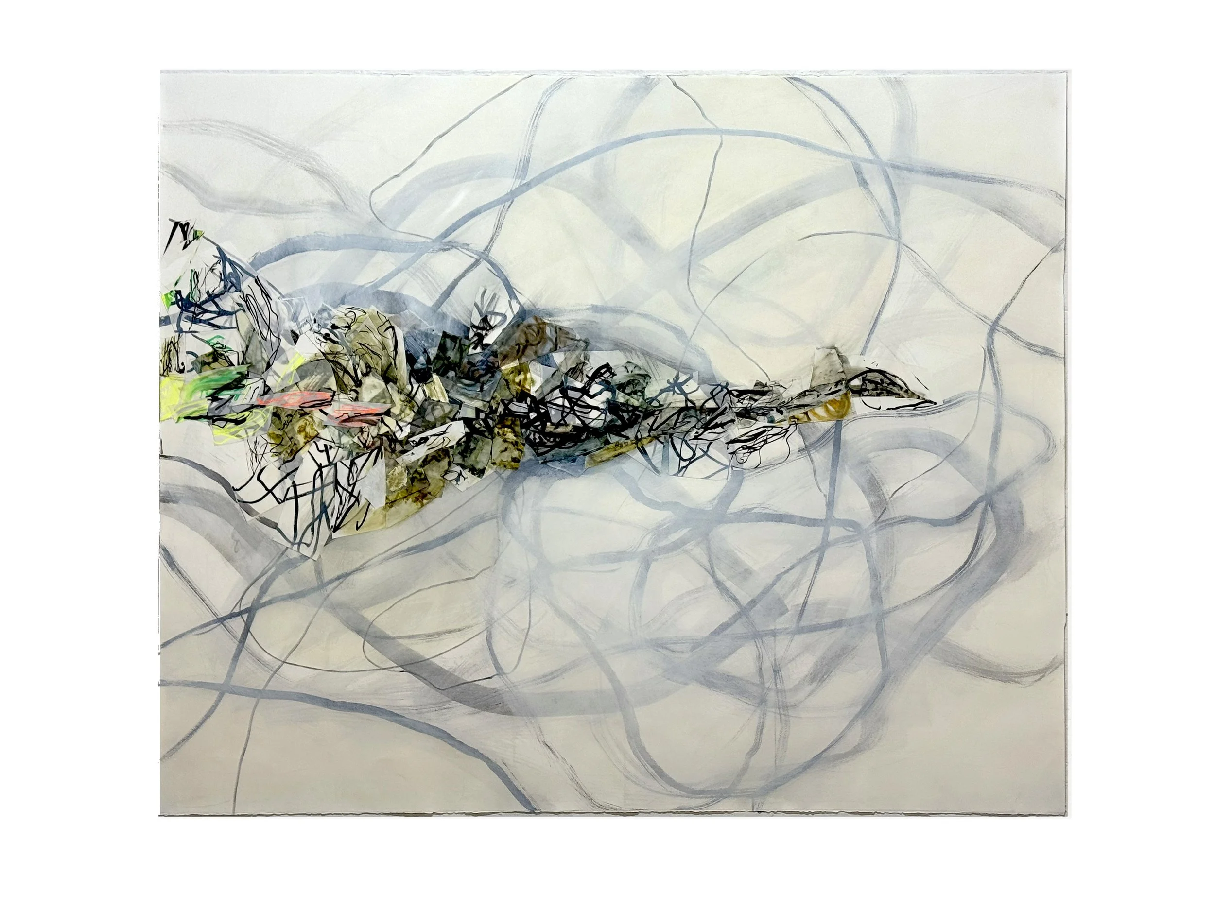 The After. Sumi ink, markers, acrylics & collage on Rives paper. 42" x 52".
