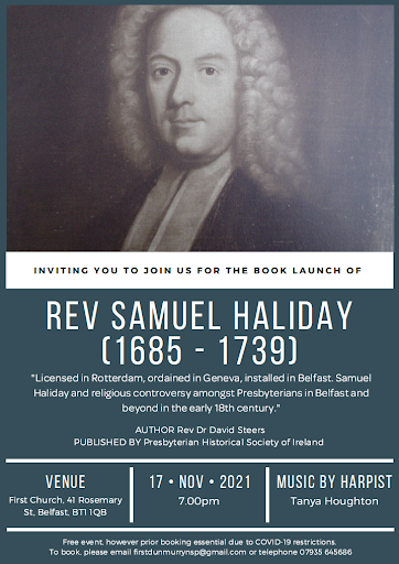 Book launch of Rev Samuel Haliday by Rev Dr David Steers on 17th November 2021