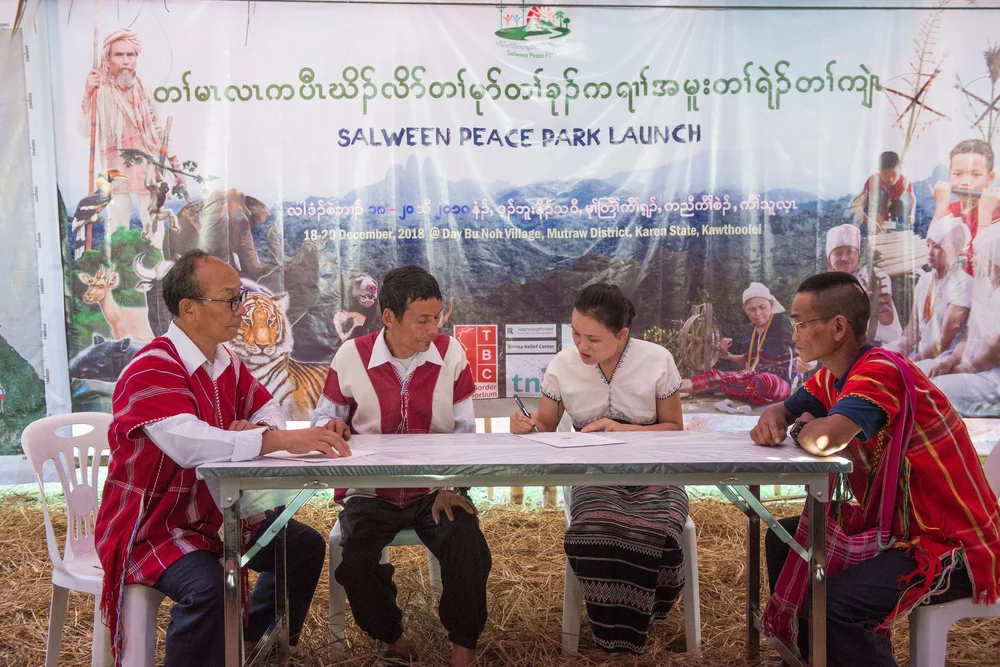 Signing the Salween Peace Park declaration, December 2018 