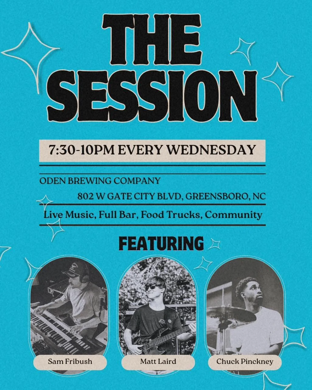 Tonight ✨✨
Come hangout, enjoy some tunes and cold drinks! 

$6 wine by the glass all day 🍷
Food Truck: Thai Smile 5-9 @thaismilestreetfood
