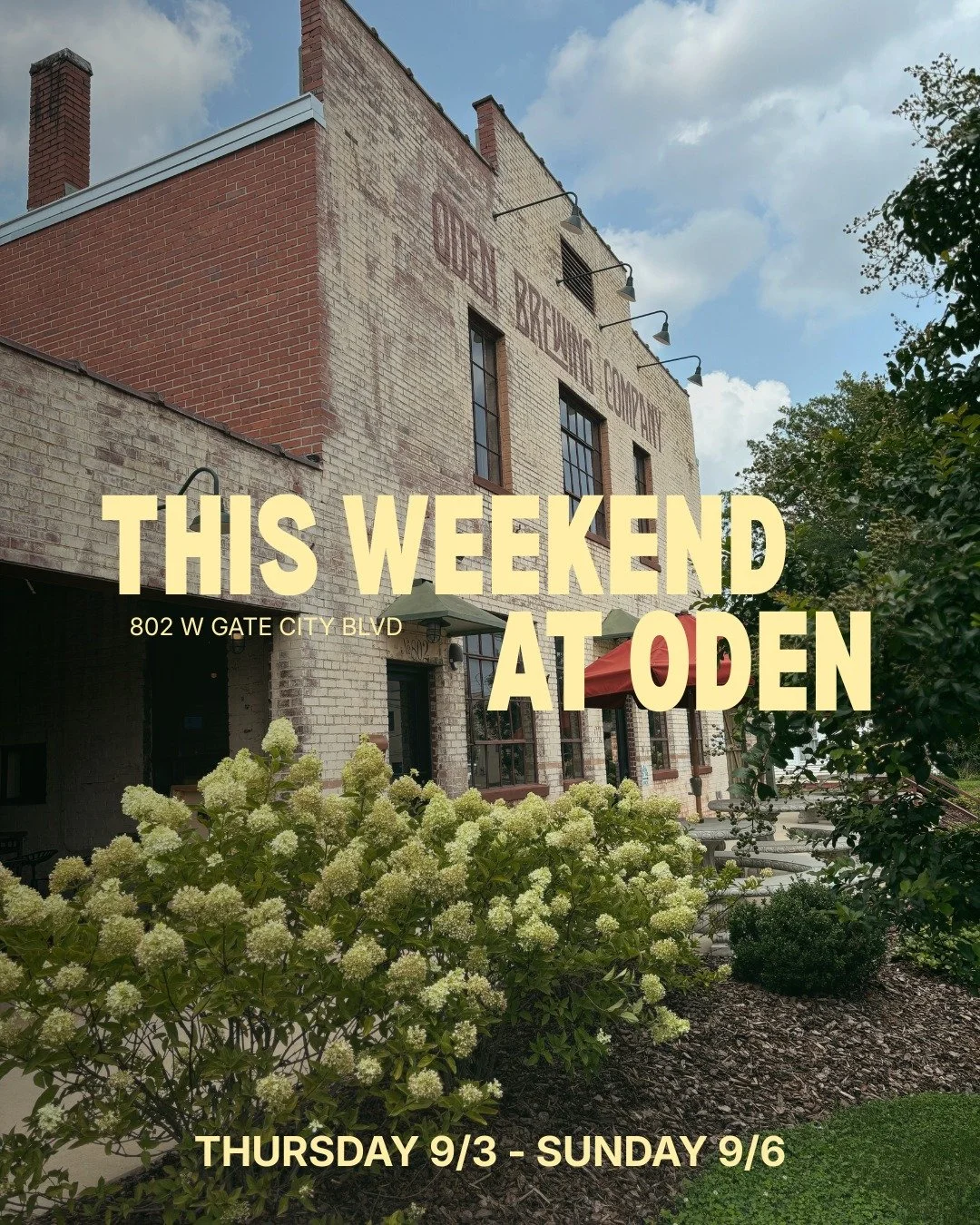 What&rsquo;s on deck this weekend? 🍻🎶
Here&rsquo;s the Oden lineup:

Thursday 9/3
UNCG Jazz Community jams from 7-9 @uncgjazz
$10 draft flights every Thursday! $1 per flight benefits Flights For Hope!
Food Truck: CluckiN Batter 5-9 @cluckin_batter 