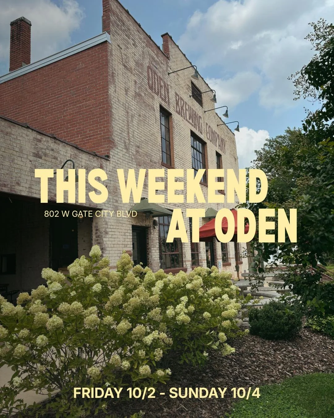 What&rsquo;s on deck this weekend? 🍻🎶
Here&rsquo;s the Oden lineup:

Friday 10/2
LIVE MUSIC: Skatastrophies 6-9 
Food Truck: Rockin Moroccan 5-9 @rockinmoroccan_gso

Saturday 10/3
LIVE MUSIC: Zara Singz 6-9 @zarasingz 
Food Trucks: TBD

Sunday 10/4