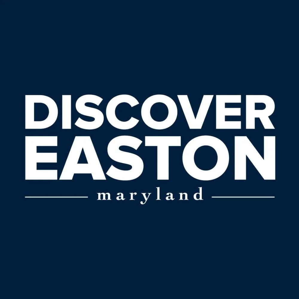 Text-based graphic promoting Discover Easton Maryland with a dark blue background