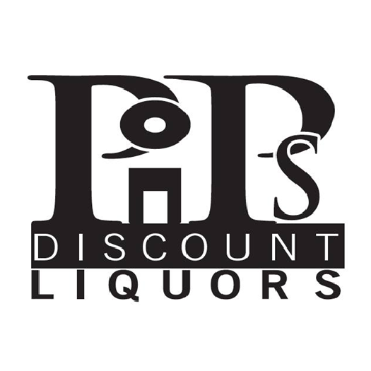 Logo for P&S Discount Liquors with stylized text in black and white.