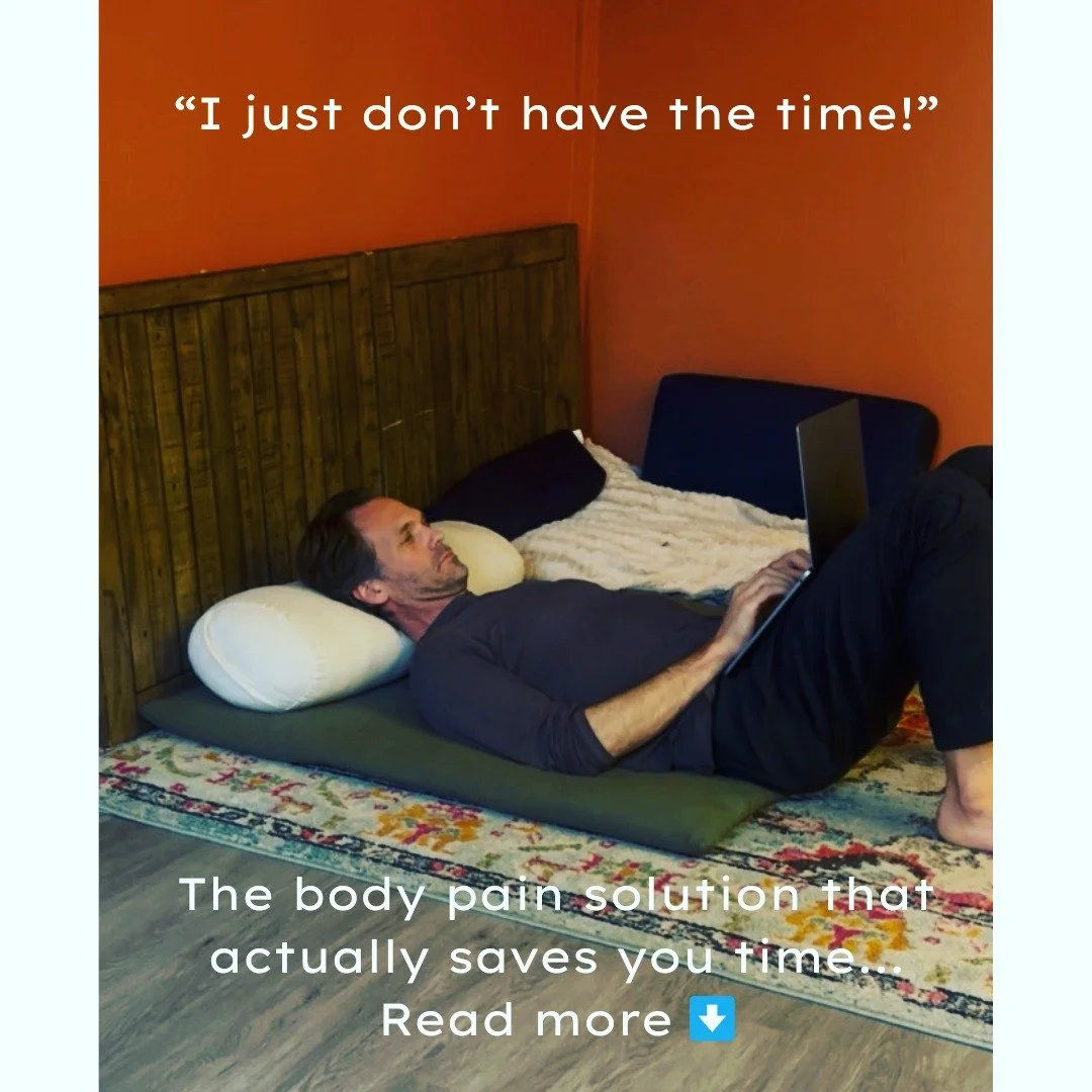 [Comment "desk" and I'll send you the link!] 

There's only so much time in the day.
Work. Family. Hobbies. Home. Food. Sleep. Maybe exercise.
No time to spare.
And yet, when your body is stiff and achy from desk work, you think: "I ne