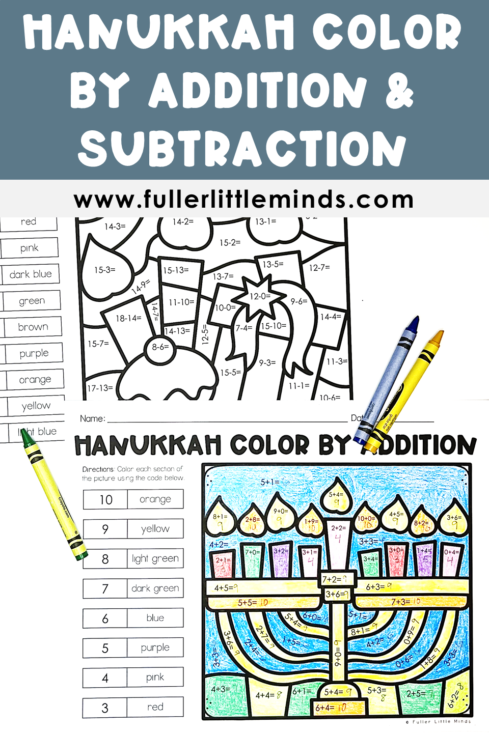 Resource Overview: Hanukkah Color by Addition and Subtraction