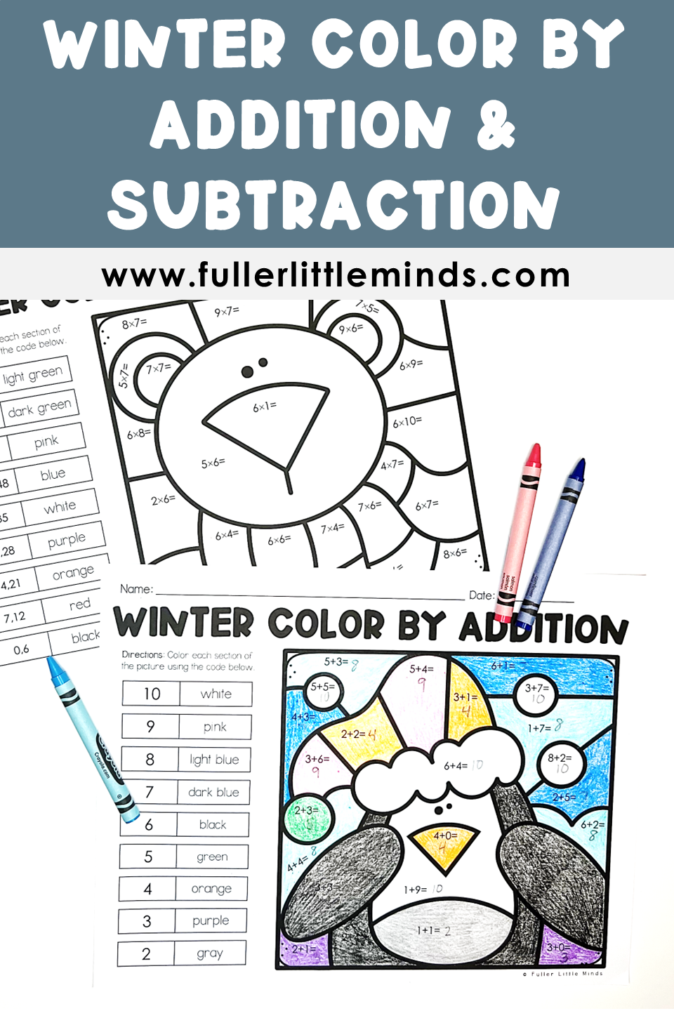 Resource Overview: Winter Color by Addition and Subtraction