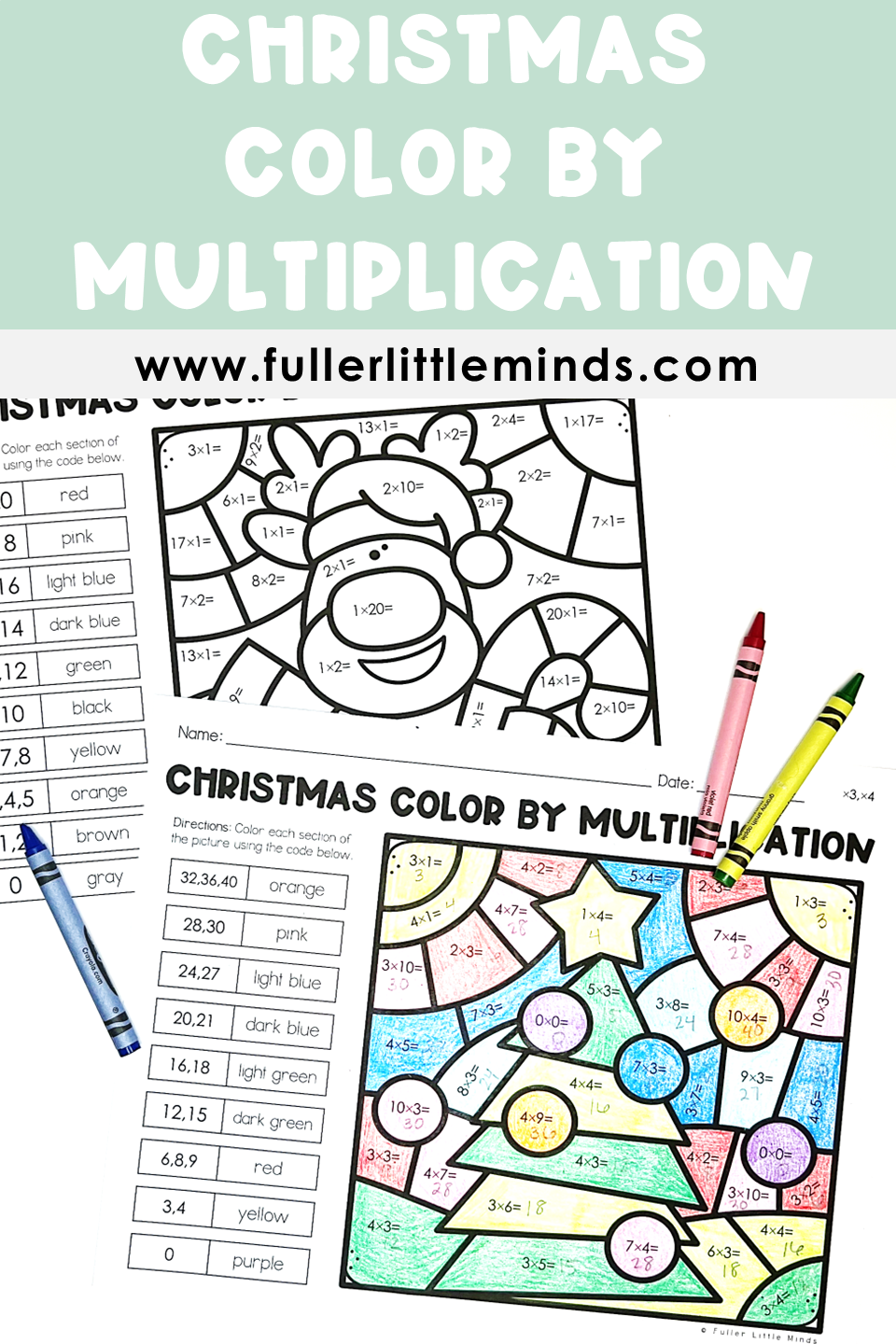 christmas colorcode multiplication facts — fuller little minds