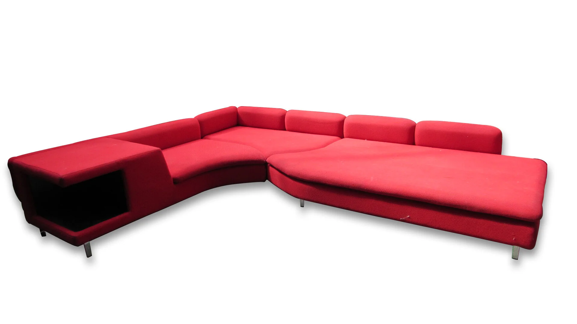 Red chenille sofa/chaise