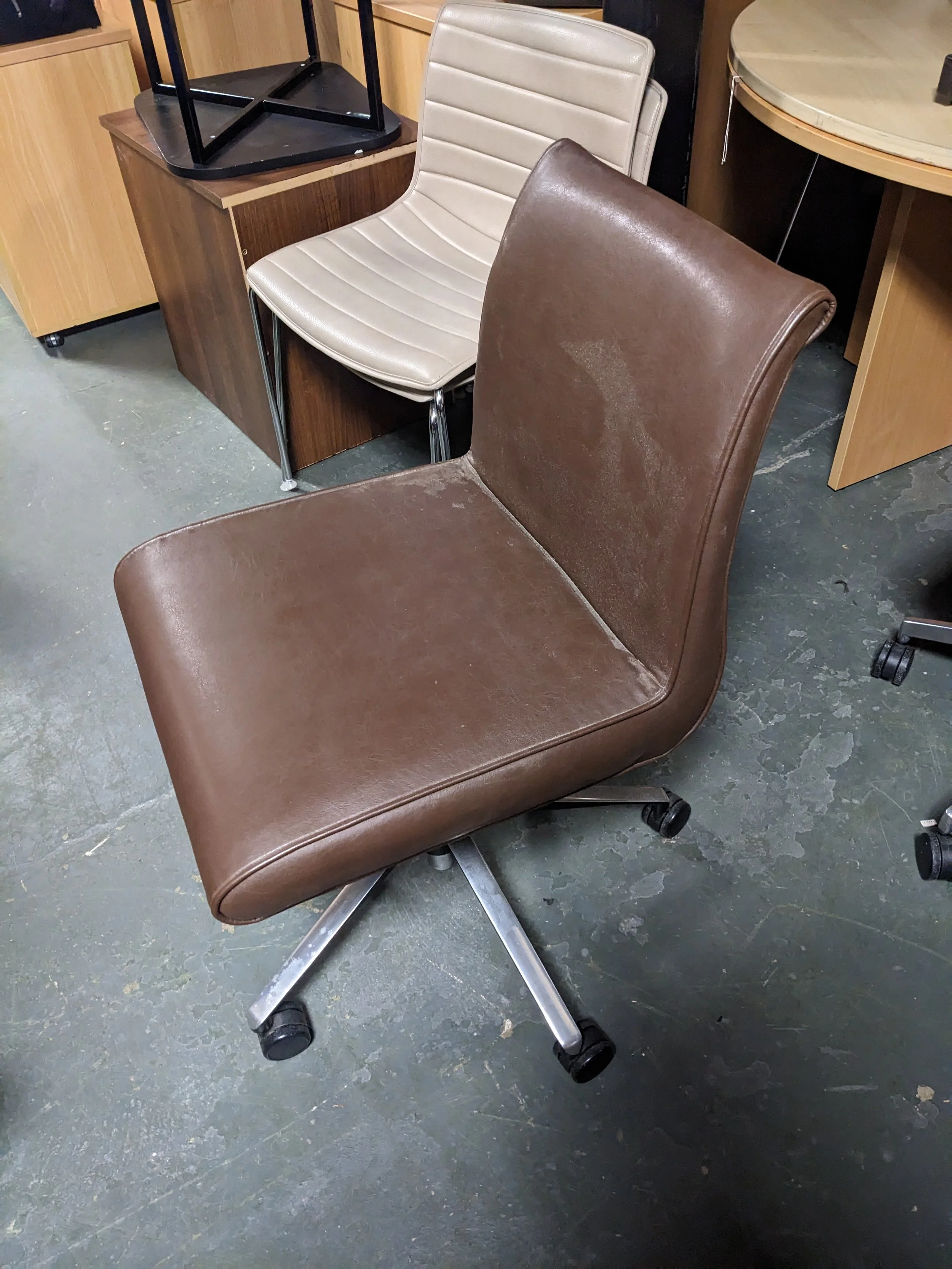 Brown Faux Leather Chair
