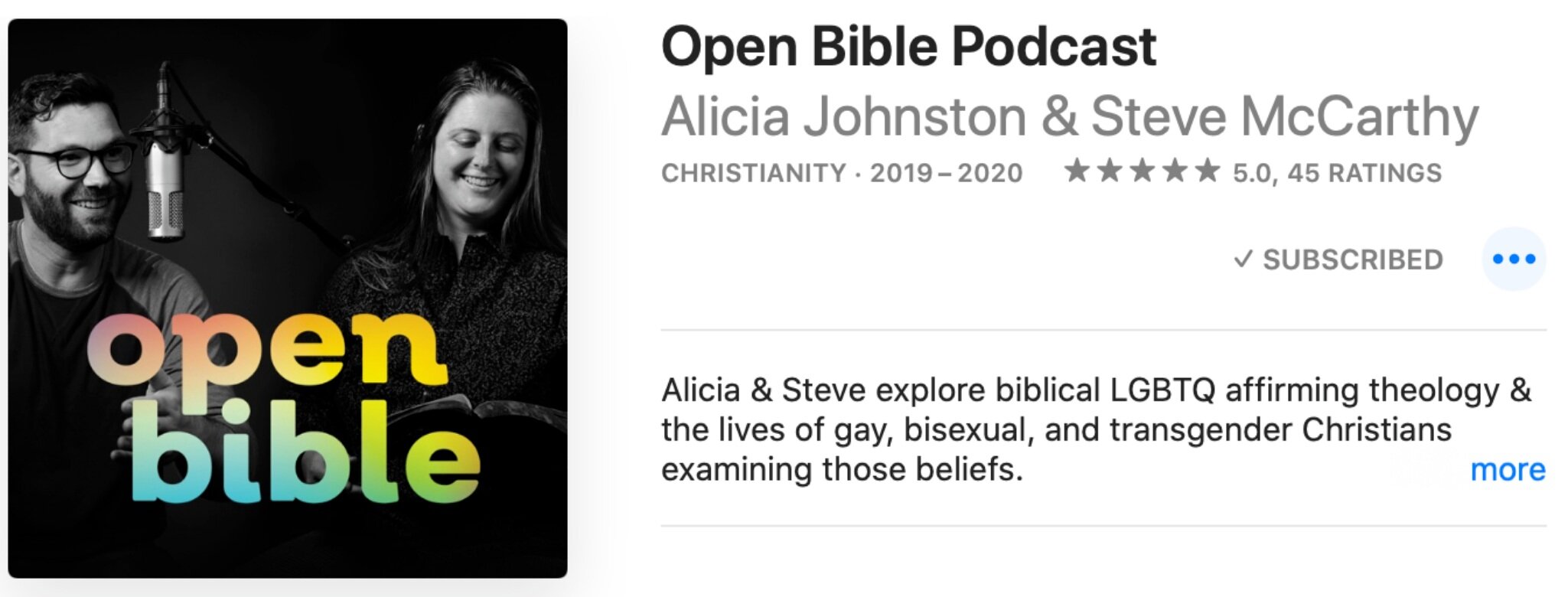 Check out the Open Bible Podcast with Alicia Johnston &amp; Steve McCarthy