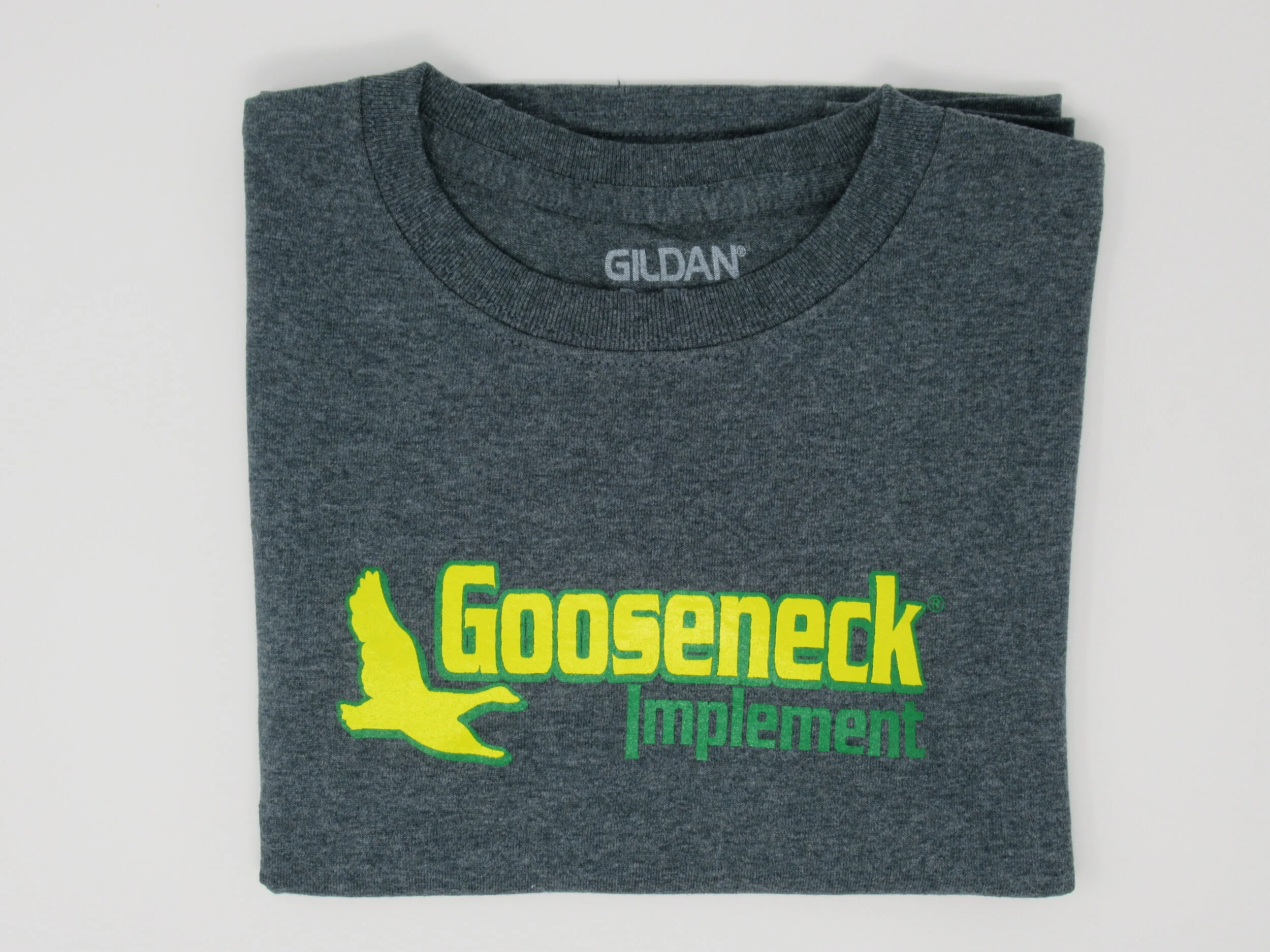 Bulk Youth Charcoal Grey Gooseneck T-Shirt with Green and Yellow Logo