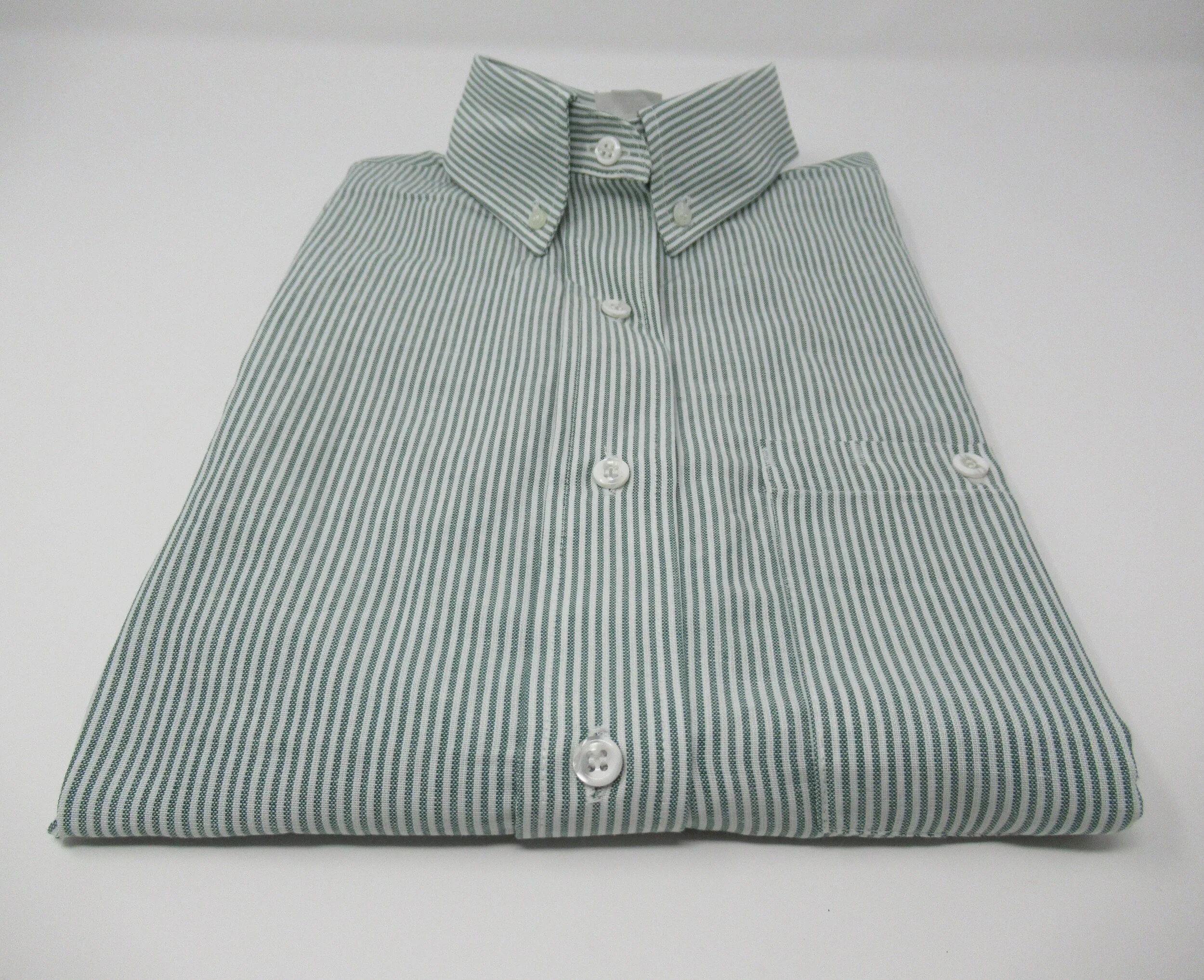 White and Green Striped Short Sleeved Shirt