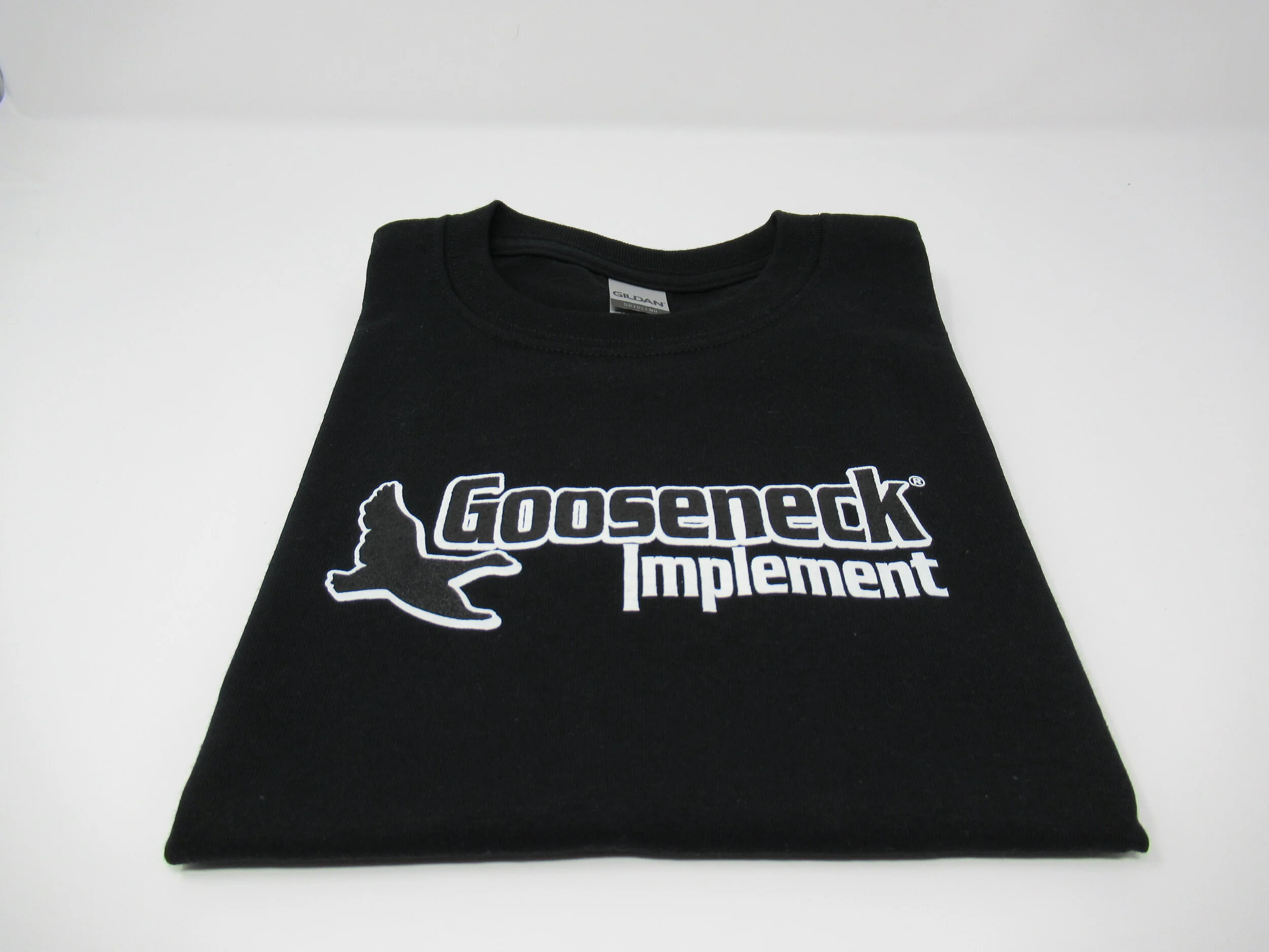 Black Gooseneck T-Shirt with Black and White Logo