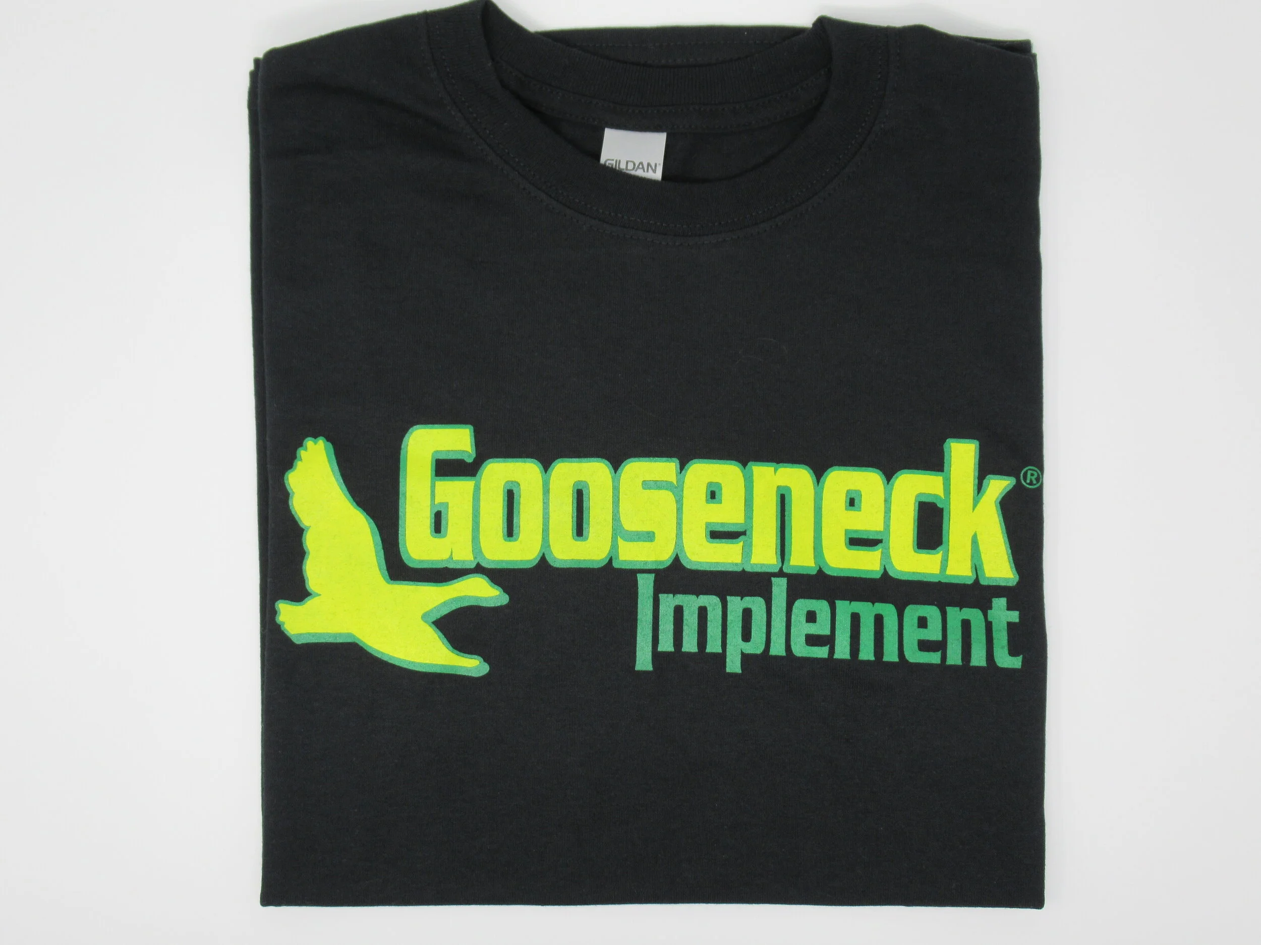Youth Black Gooseneck T-Shirt with Green and Yellow Logo