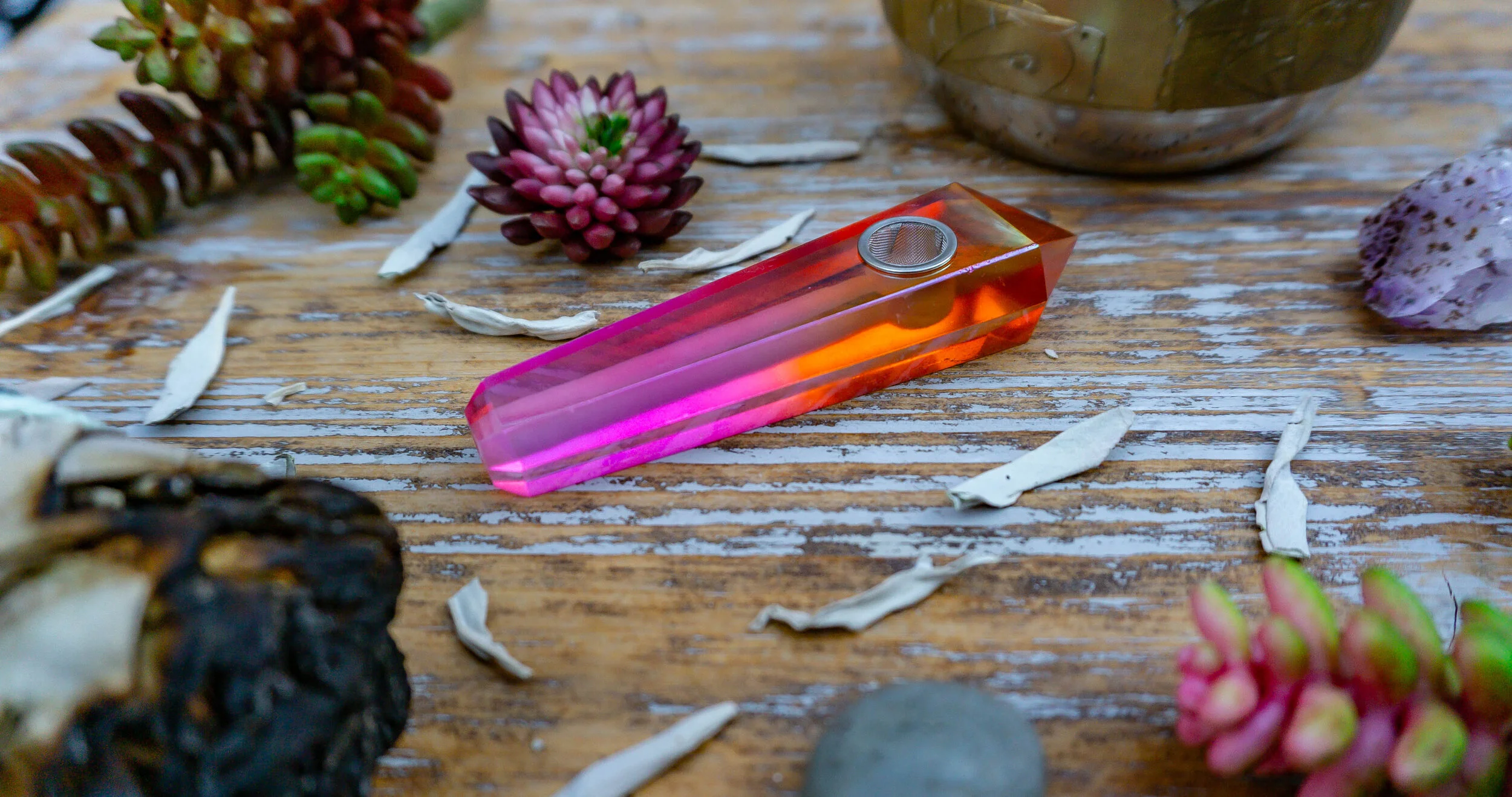 Aura Quartz Crystal Pipe