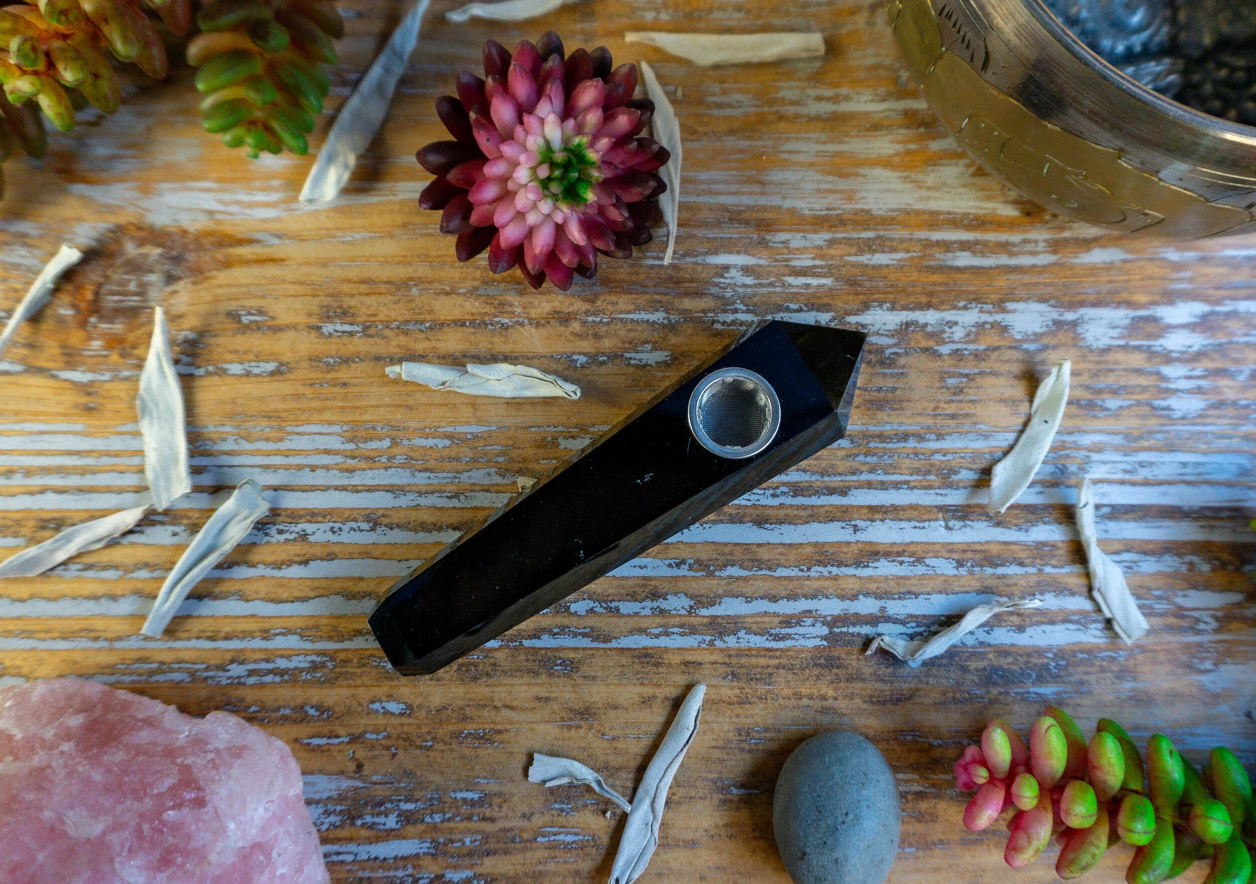 Black Obsidian Crystal Pipe
