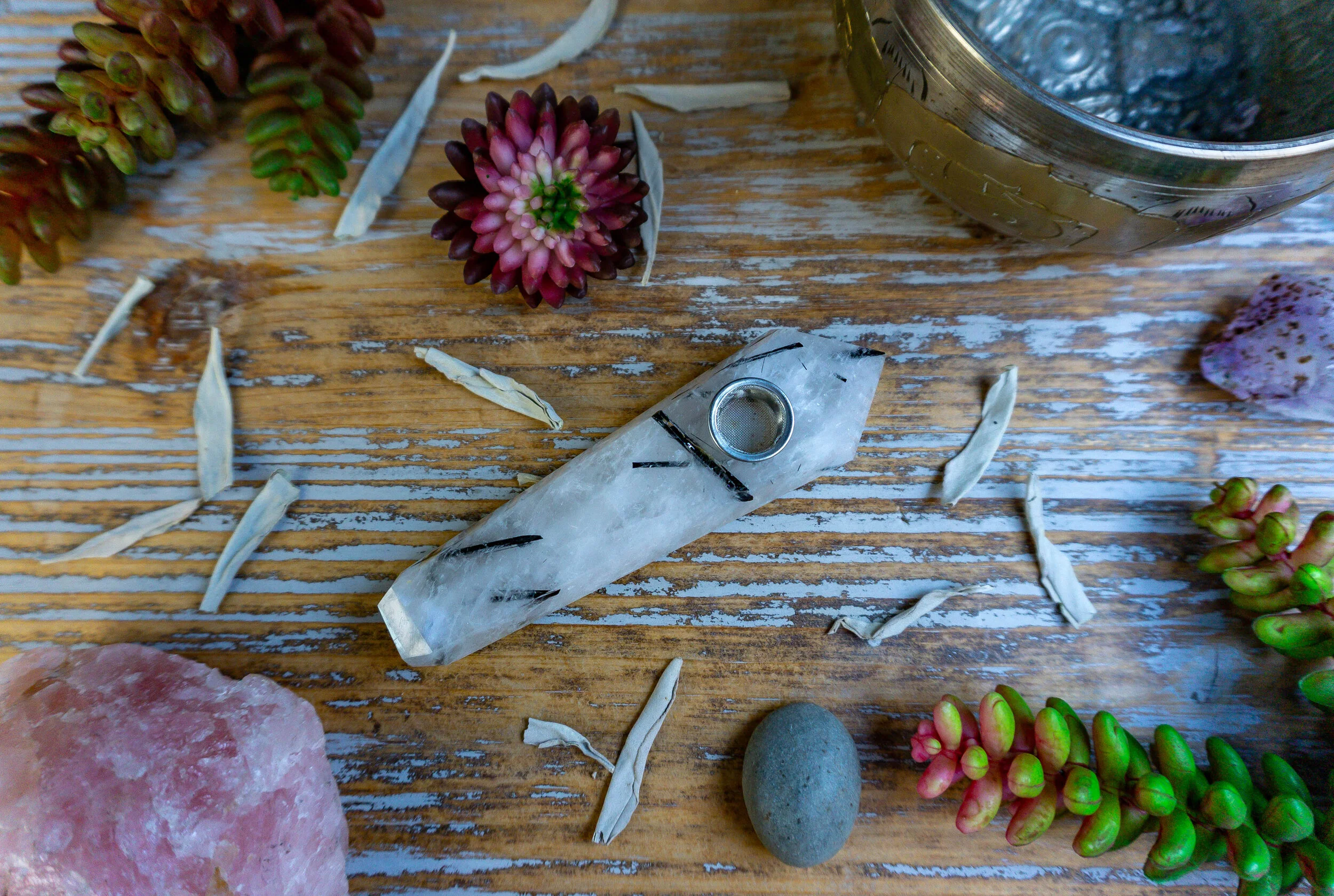 Black Tourmaline Crystal Pipe