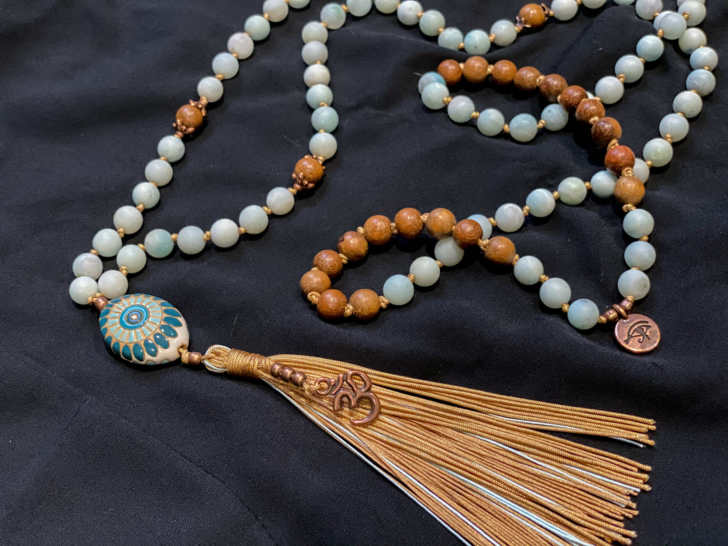 Amazonite and Wood Mala