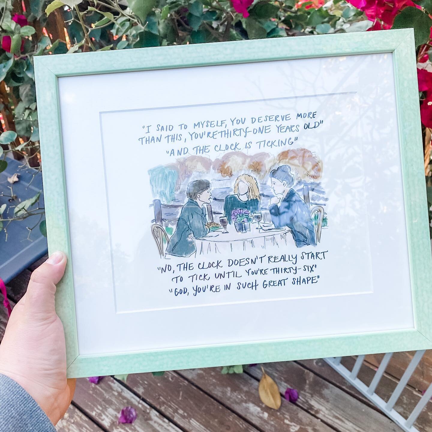 This surprise gift from @elliedawndesigns arrived in the mail today. She did @framebridge on one of her When Harry Met Sally prints for me (one of my favorite lines) 😭 if you haven&rsquo;t bought a Nancy Meyers/Nora Ephron movie print from her, have