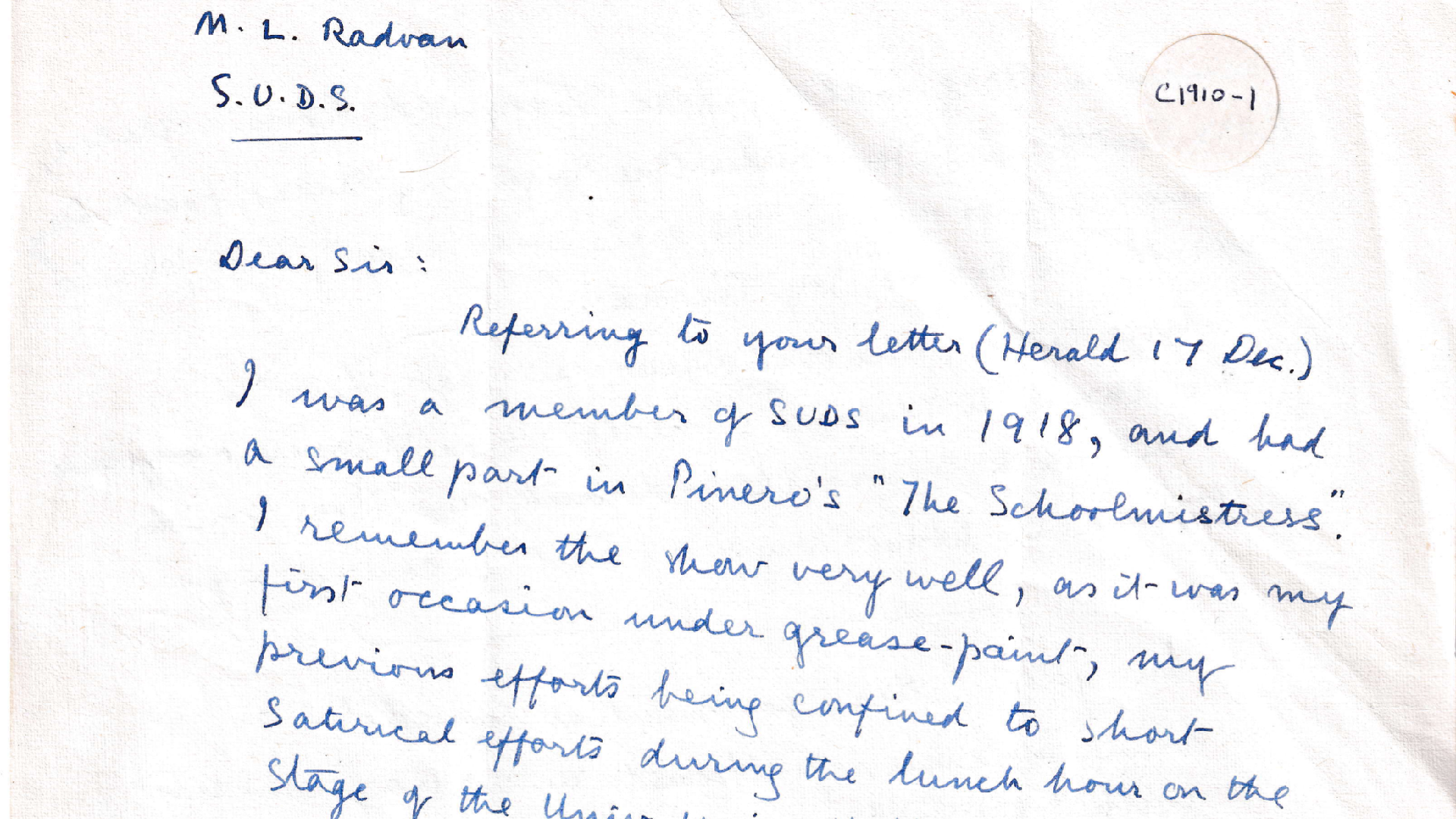 Letter, 1973