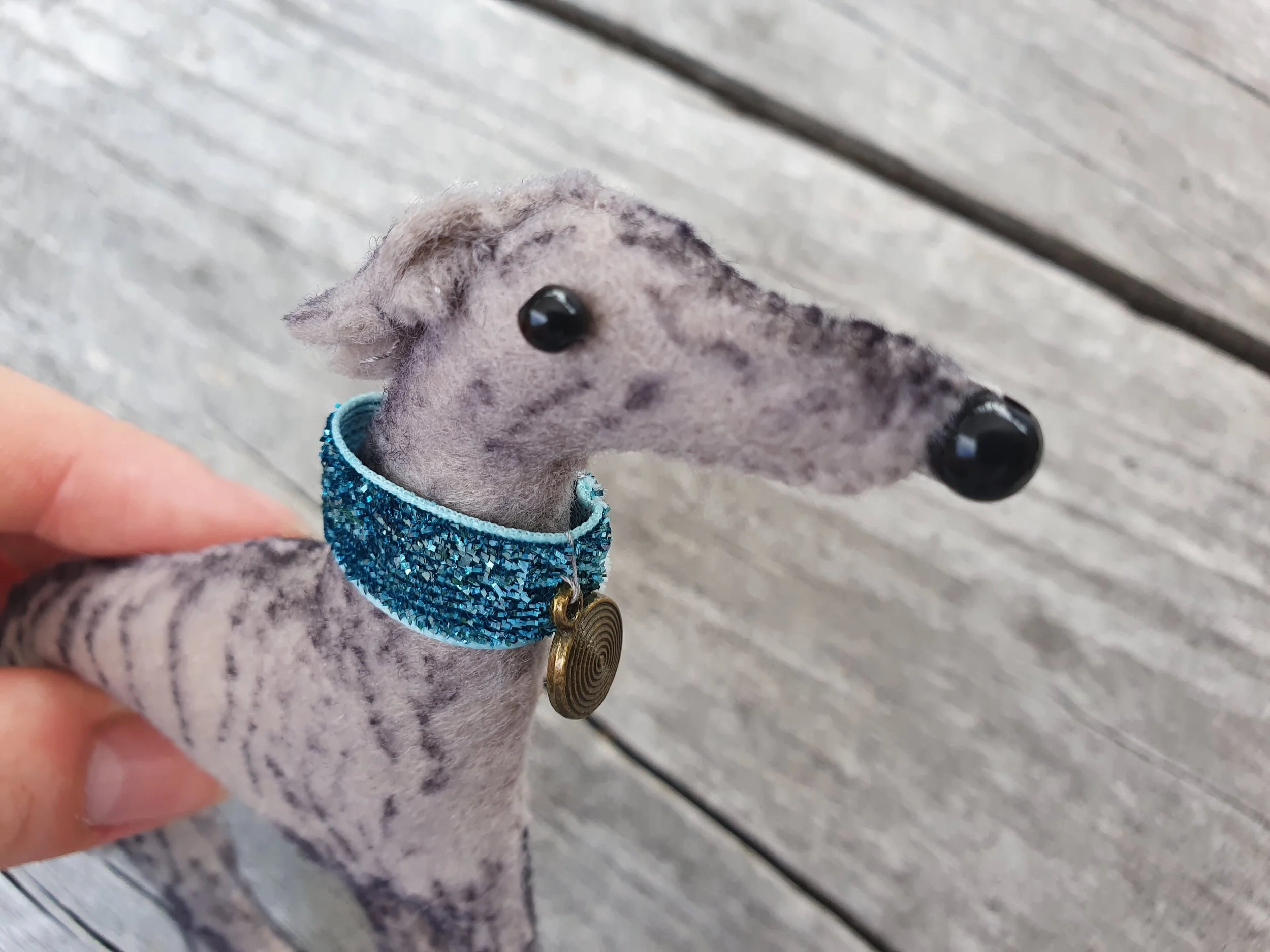 #17 Light Grey Brindle Felt Hound