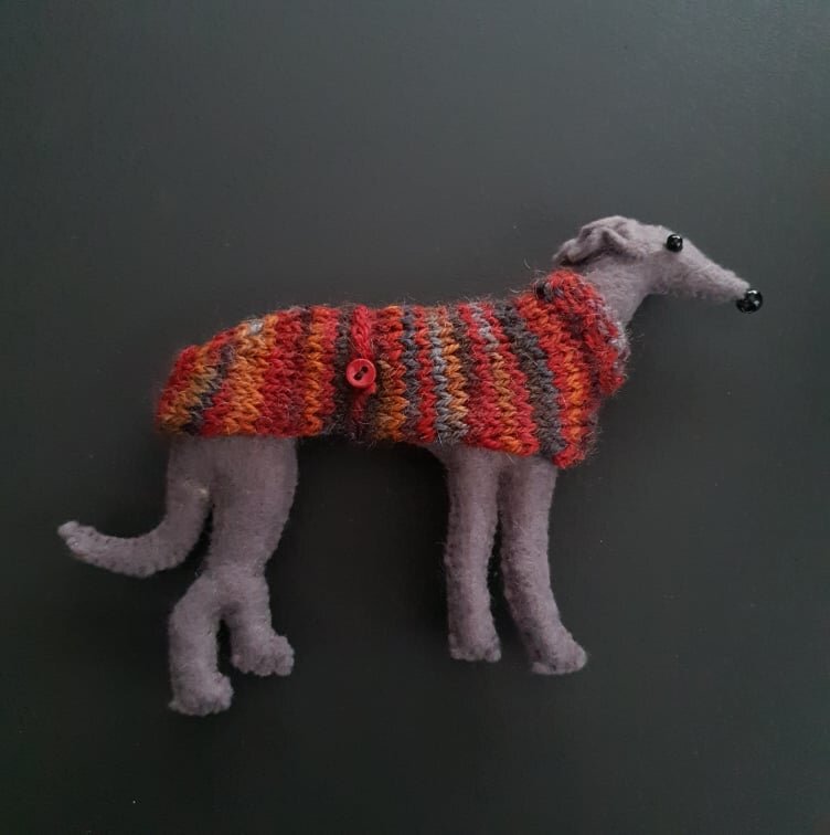 #23 Red/Orange Knitted Coat - Grey Hound