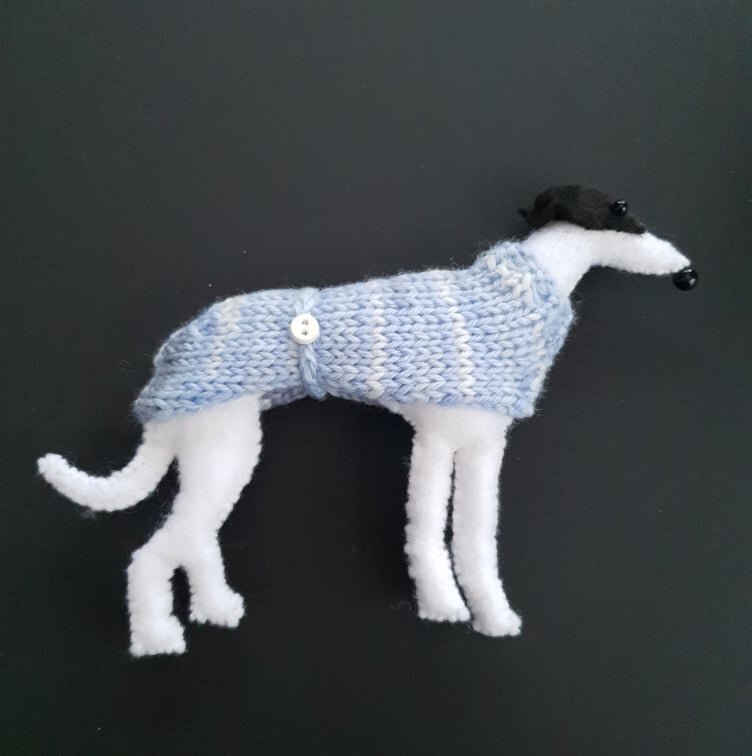 #16 Light Blue Knitted Coat - White &amp; Black Hound
