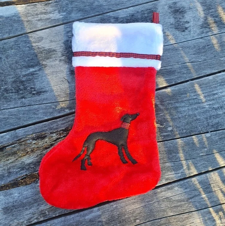 Red Stocking with Felt Hound