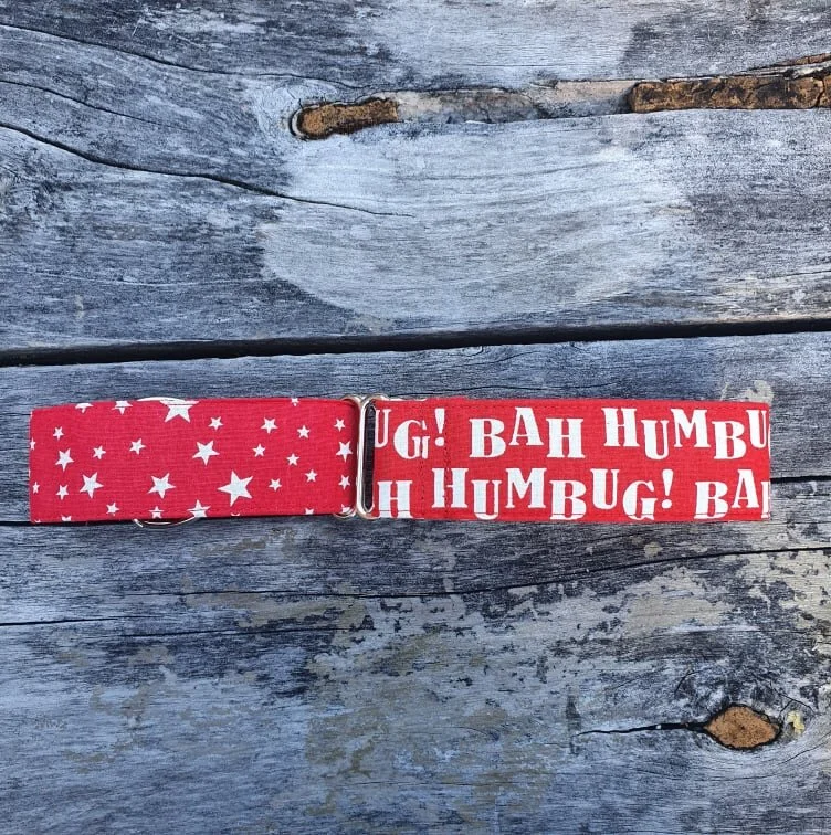 1.5 inch BahHumbug with Stars Christmas Collar