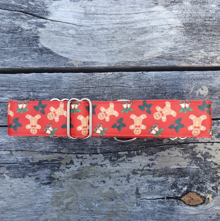 1.5 inch GingerBread Man on red Christmas Collar