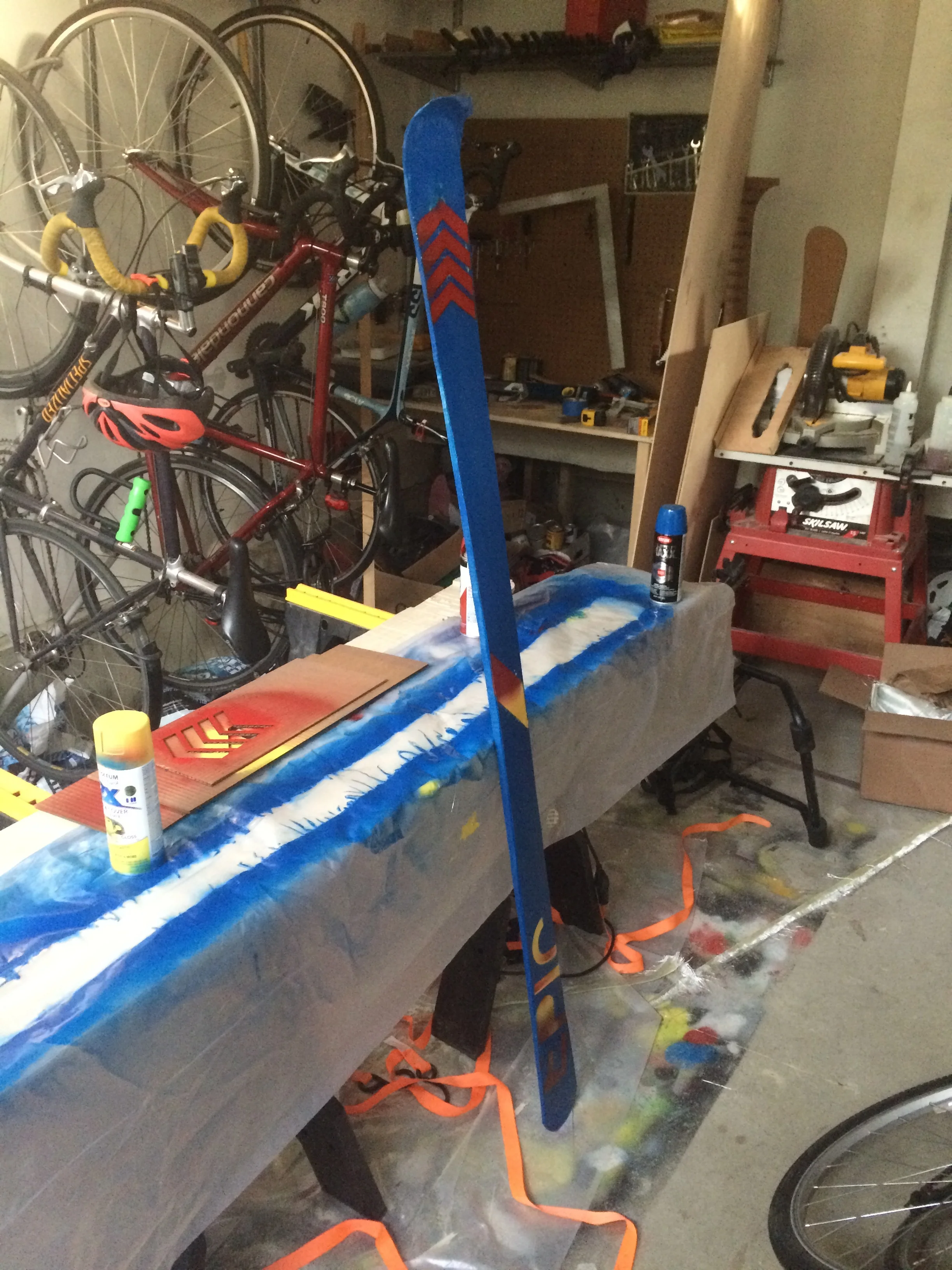 First ski, complete with my janky paint job