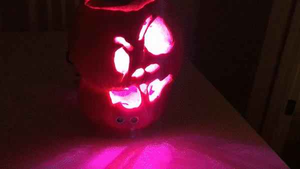 With sound, you could hear the pumpkin hopping across the table when someone gets close