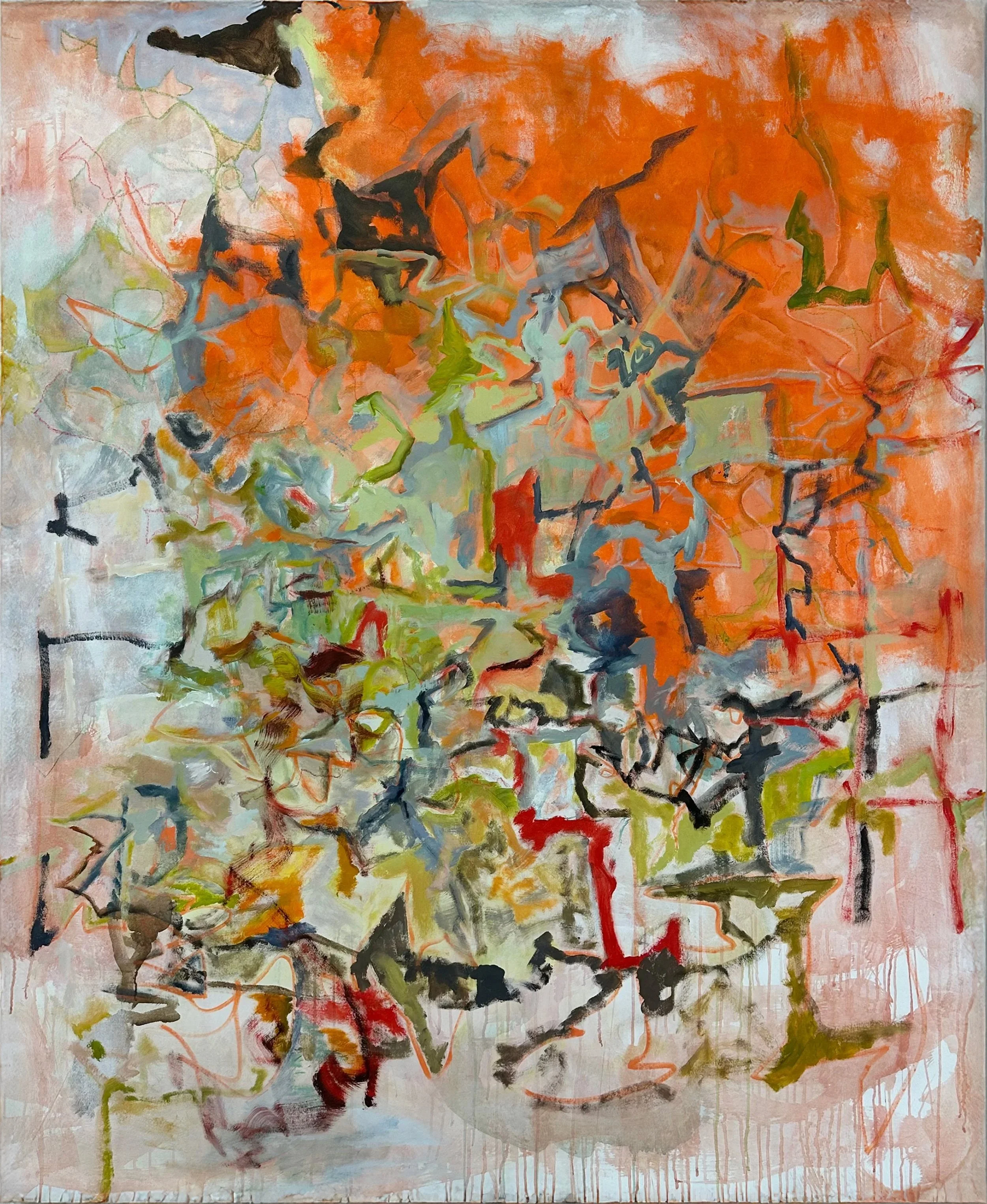   4825   64” x 80”  Acrylic paint, crayons, colored pencils, on unstretched canvas 