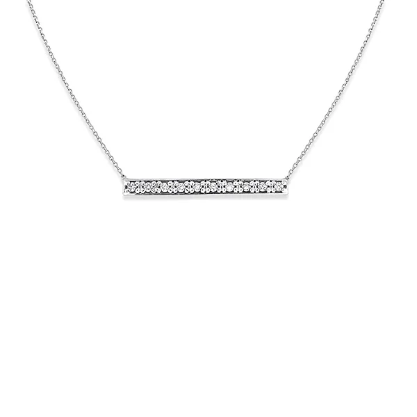 Diamond Bar Necklace in 14k White Gold 