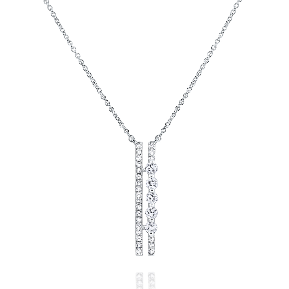 Diamond Double Bar Necklace Set in 14 