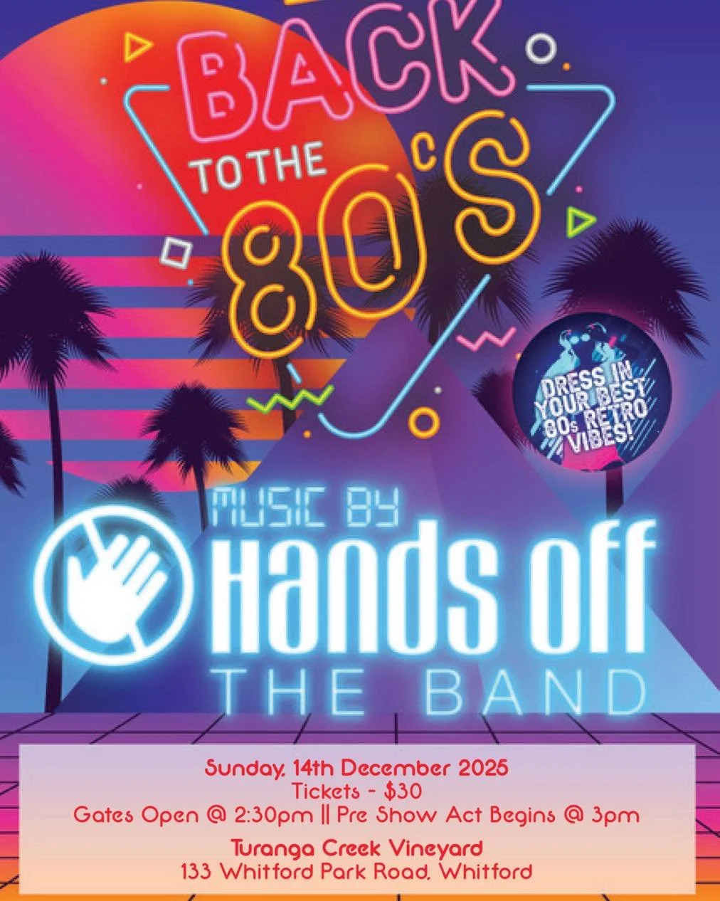 🎸 Back to the 80&rsquo;s at @turangacreek 🎸
Get ready to relive the hits and dance the afternoon away! Join us on Sunday 14th December for an epic 80&rsquo;s tribute concert, and let Charlie Grace keep the drinks flowing with cocktails alongside th