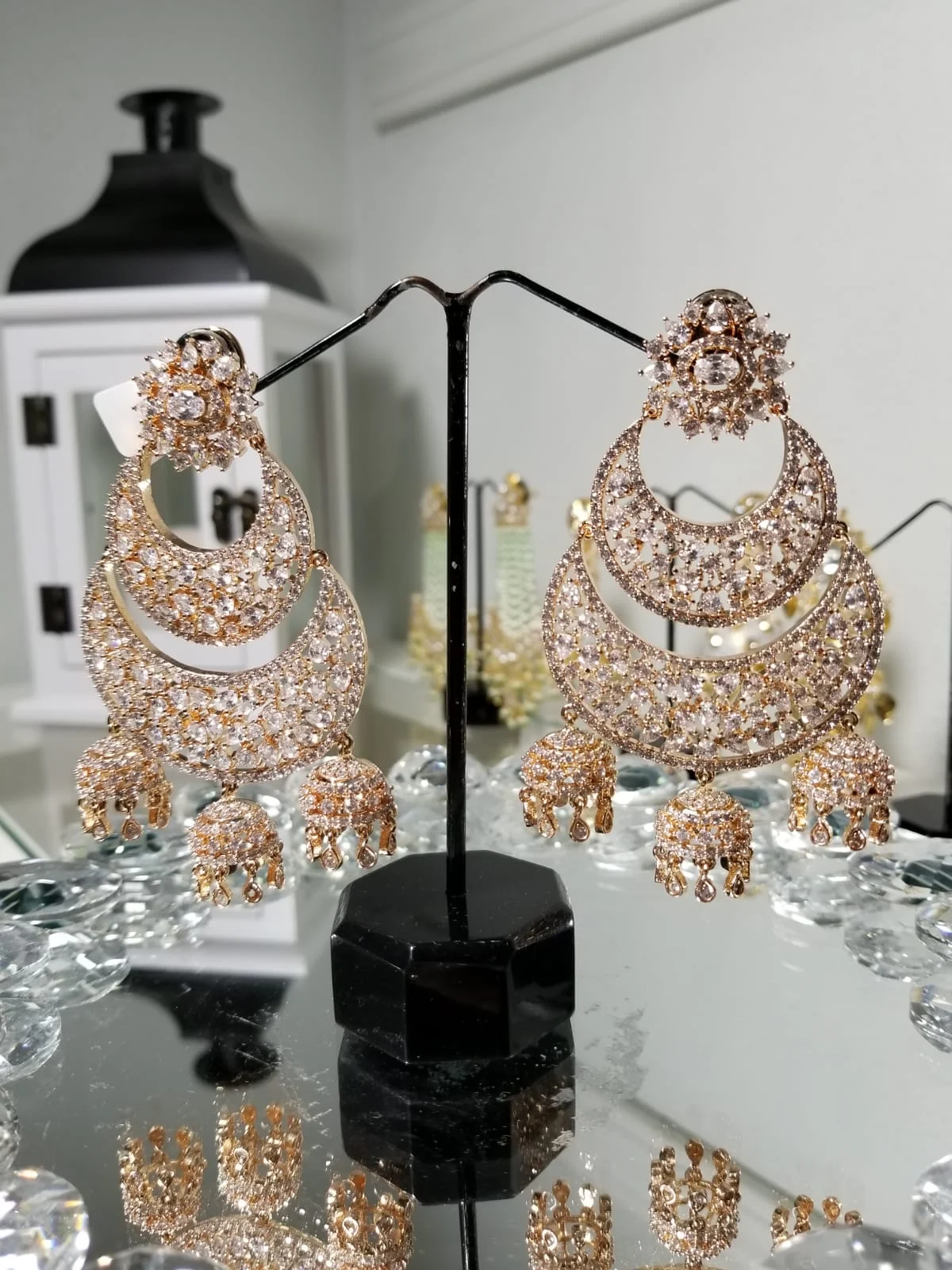 Rose Gold Finish Jhumki style earrings 