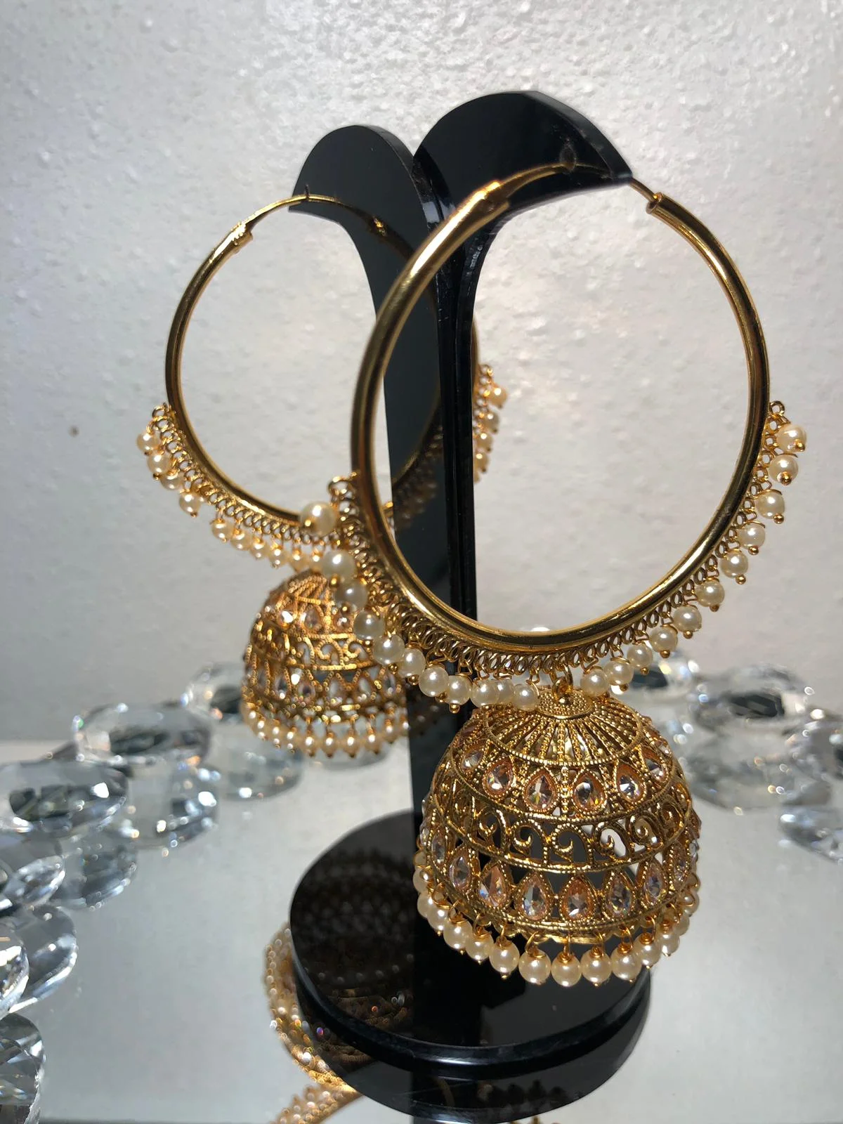 Champagne Gold Pearl with Large Jhumka