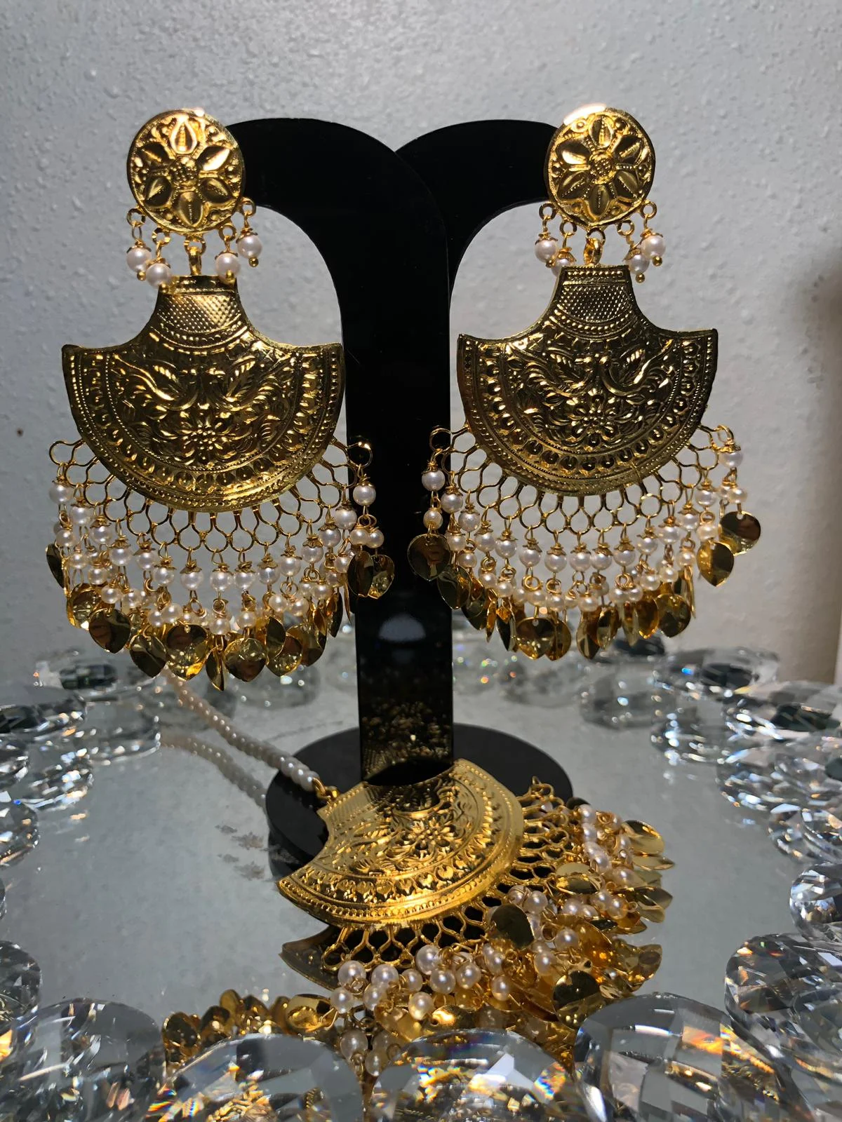Traditional Punjabi Style Earrings with Maang Tikka