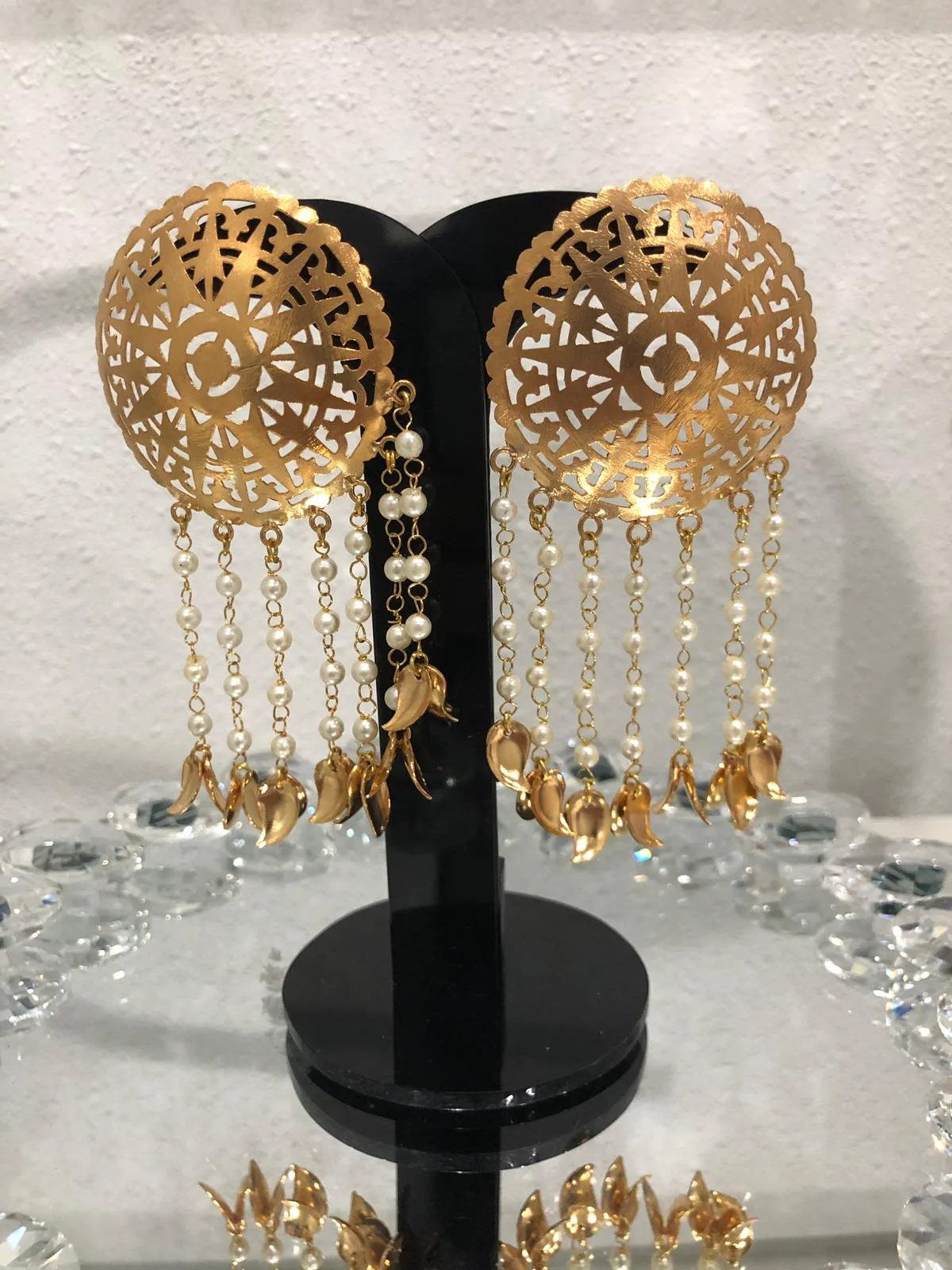 Traditional Pippal Patti Earrings Royal Gold