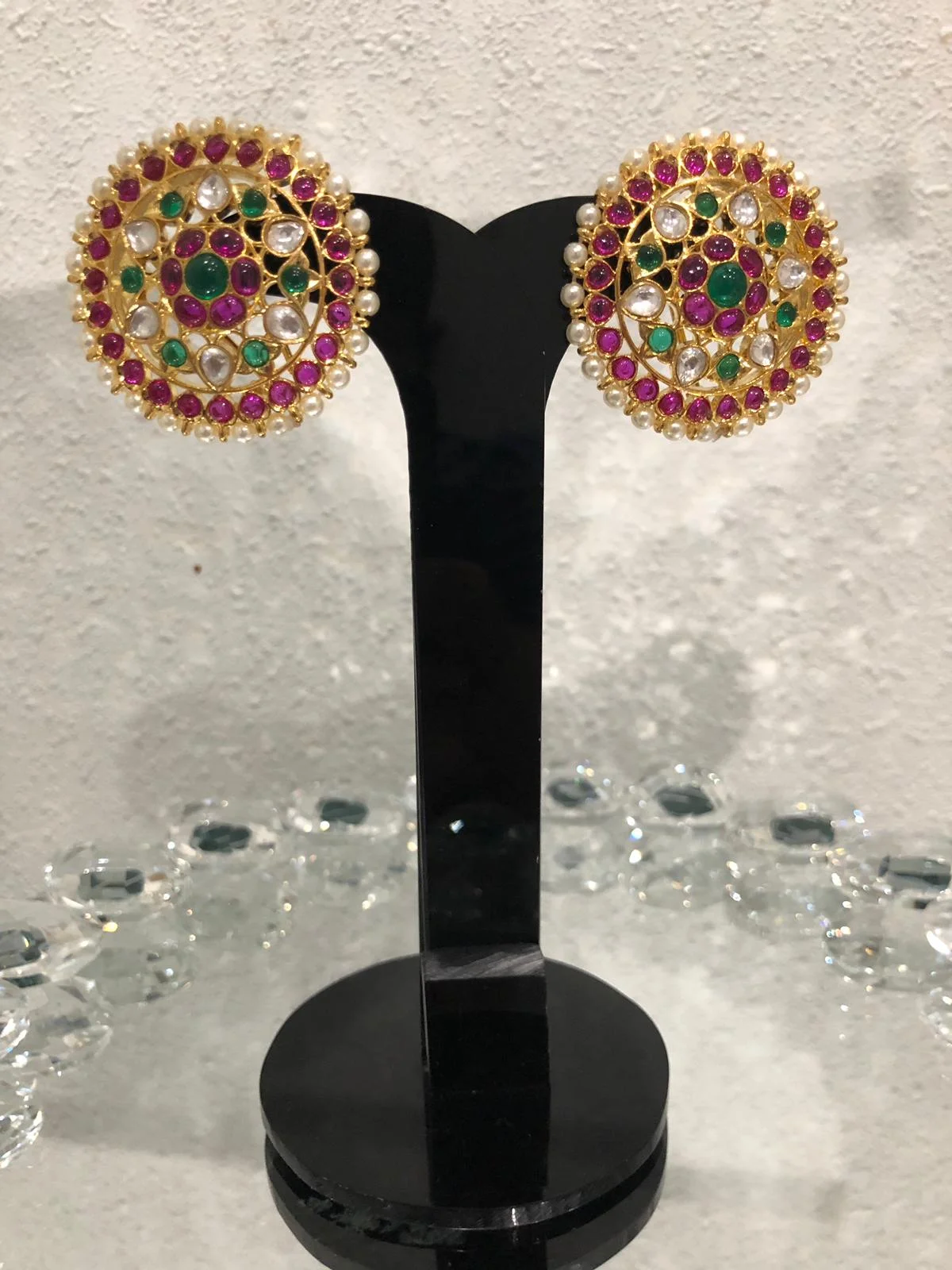 Gold Plated Ruby Colored Studs 