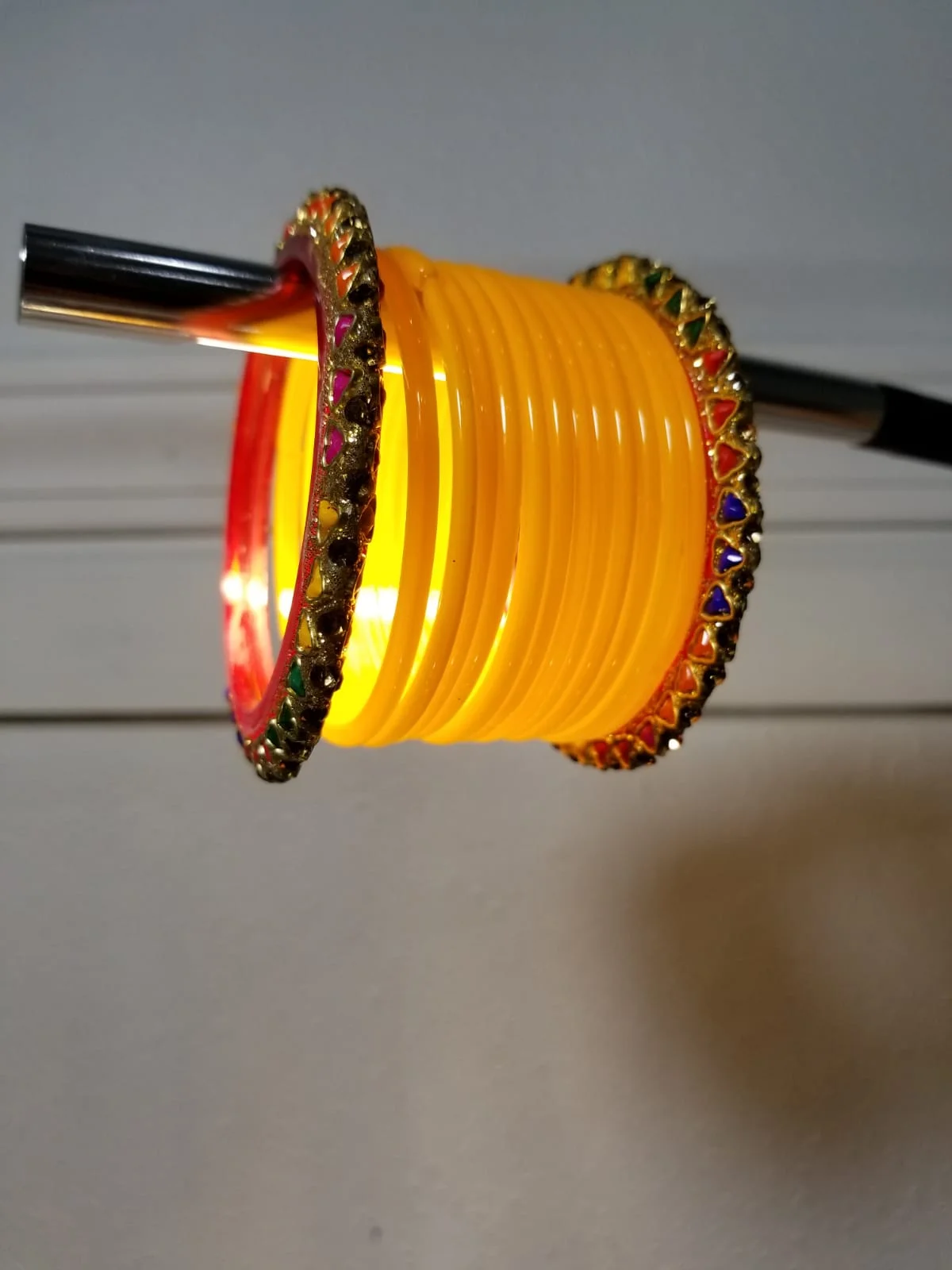 Jaipur Style Bangles with Yellow Glass Bangles