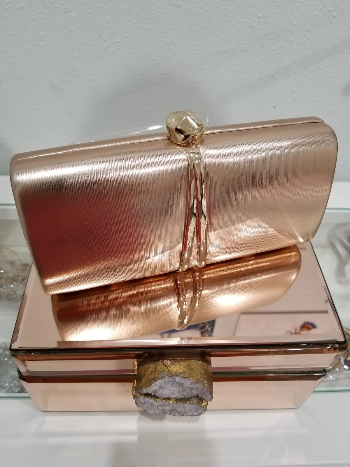 Unique Rose Gold Fabric Clutch 