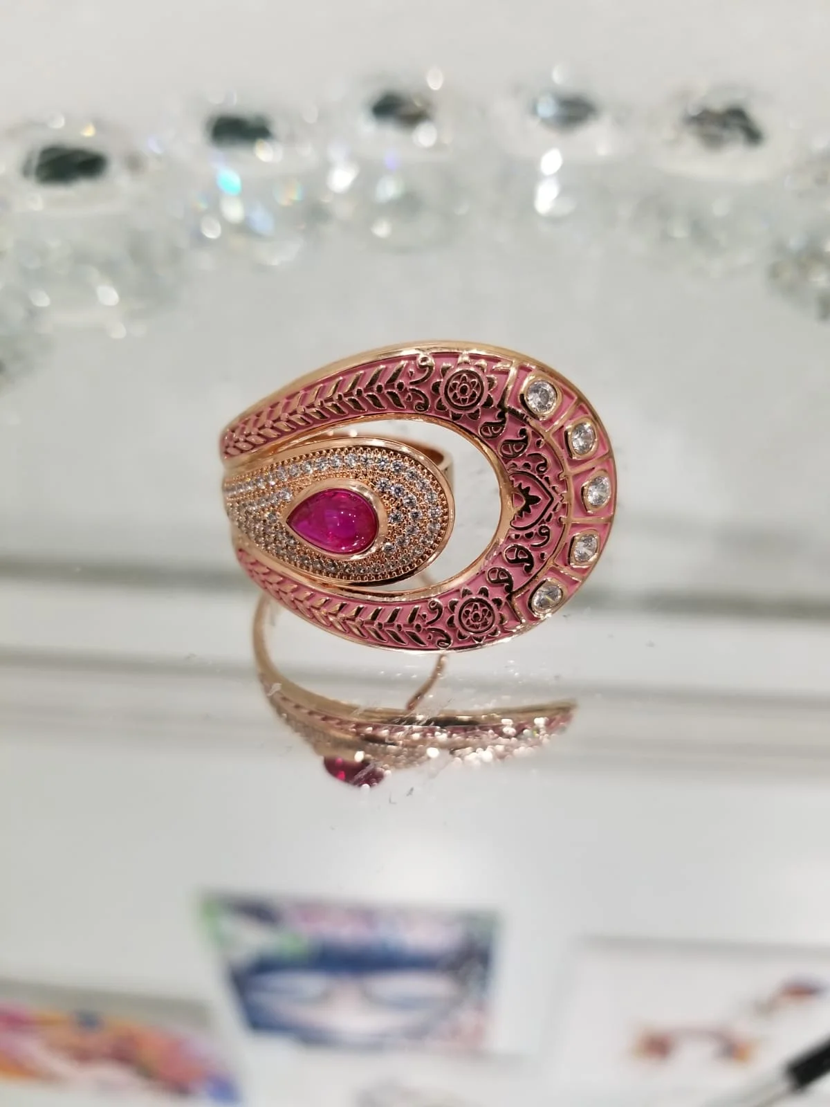 Rose Gold Finish with Pink Ruby 