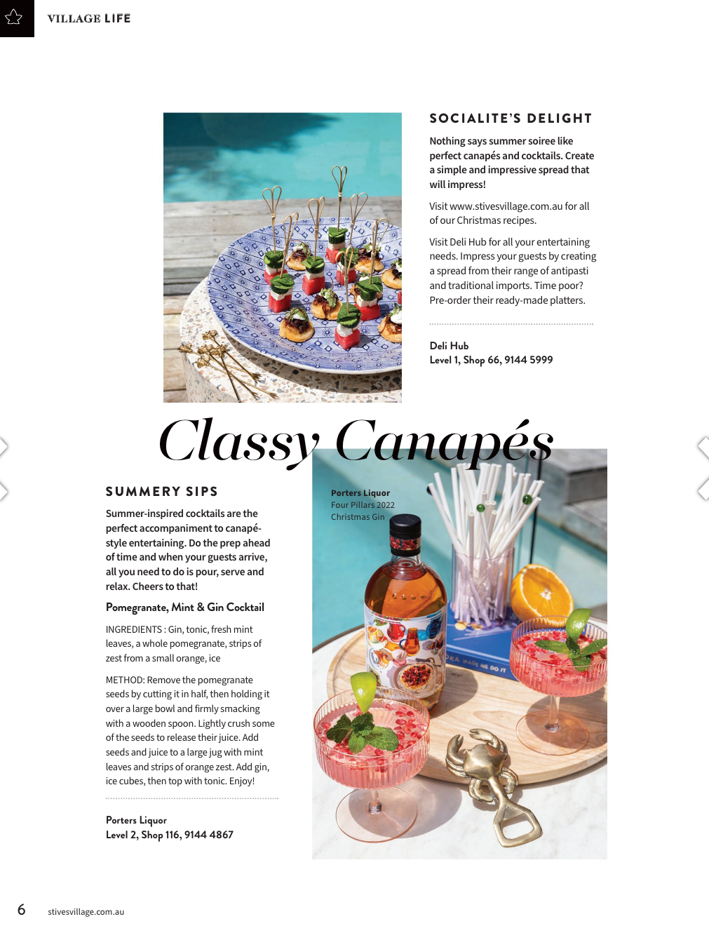 Food editorial for St Ives Village Life magazine