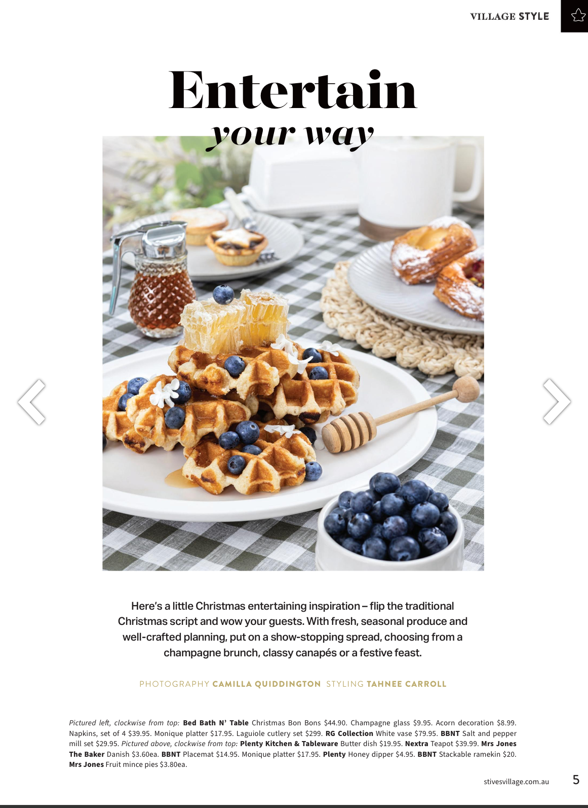Food editorial for St Ives Village Life magazine