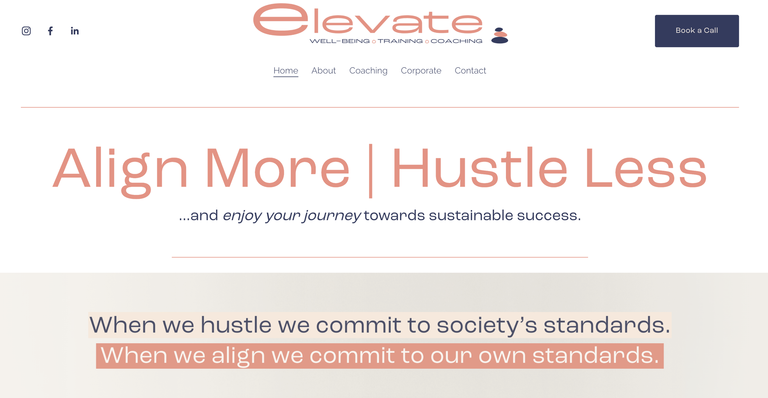 Homepage for Elevate Well-being Training Coaching