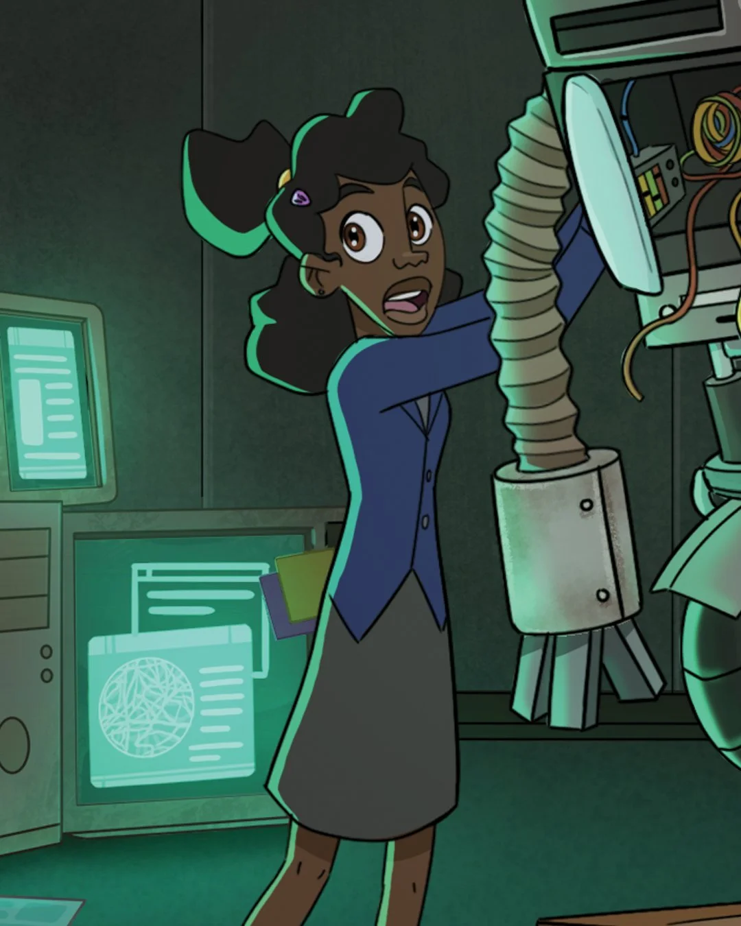 Buhle and Aesha hard at work fixing the mushrubot. The latest art for our animation series  pitch deck  by @rachel__rossouw at @mindseyecreative_ with art direction by  @ryan_vaneyk.
Concept by our writing team @mr_bengtson_ @upstanding_productions